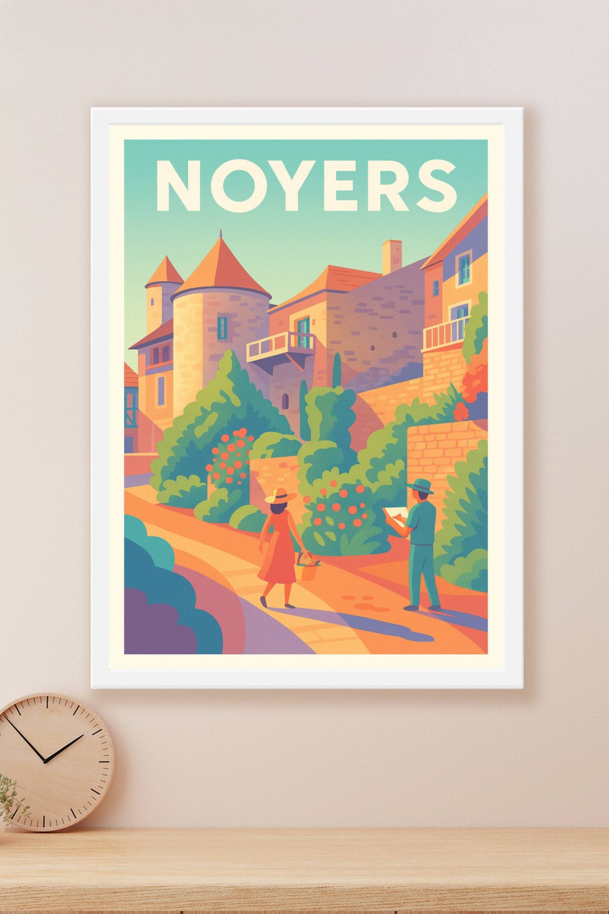 Affiche Noyers — Charme médiéval en couleurs pastel · poster d'art de Noyers