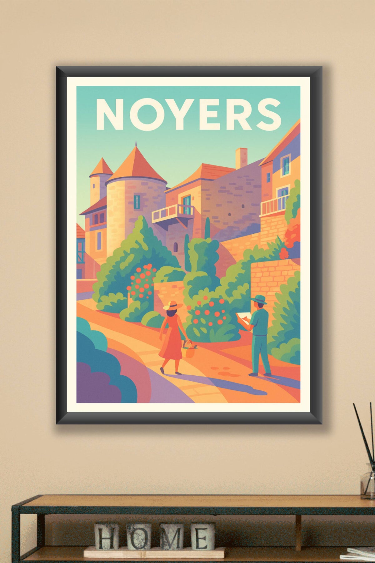 Affiche Noyers — Charme médiéval en couleurs pastel · poster d'art de Noyers