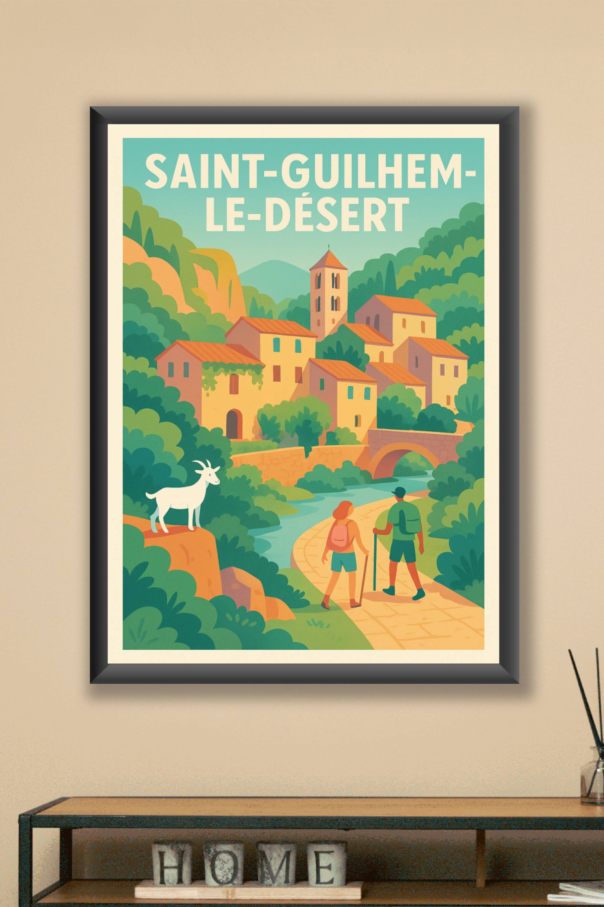 Affiche Saint-Guilhem-le-Désert — Charme bucolique au cœur de l'Hérault · poster d'art de Saint-Guilhem-le-Désert