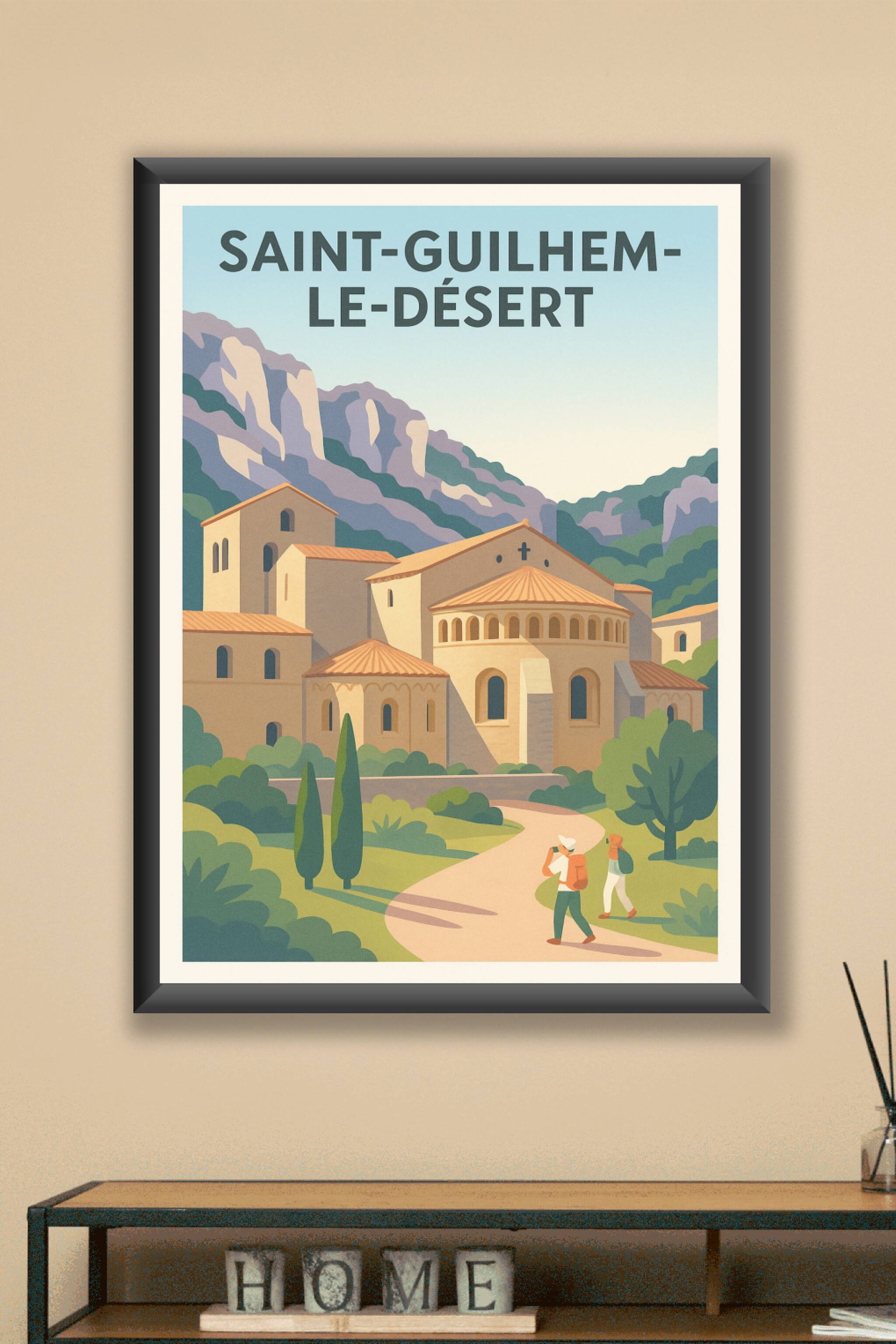 Affiche Saint-Guilhem-le-Désert — Escapade au cœur du patrimoine médiéval · poster d'art de Saint-Guilhem-le-Désert