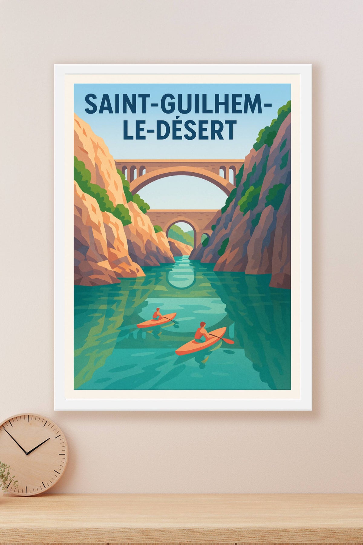 Affiche Saint-Guilhem-le-Désert — Aventure et Nature au Cœur des Gorges · poster d'art de Saint-Guilhem-le-Désert