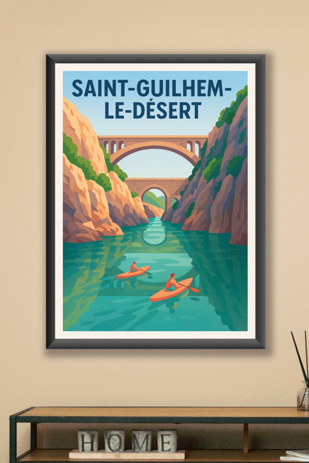 Affiche Saint-Guilhem-le-Désert — Aventure et Nature au Cœur des Gorges · poster d'art de Saint-Guilhem-le-Désert