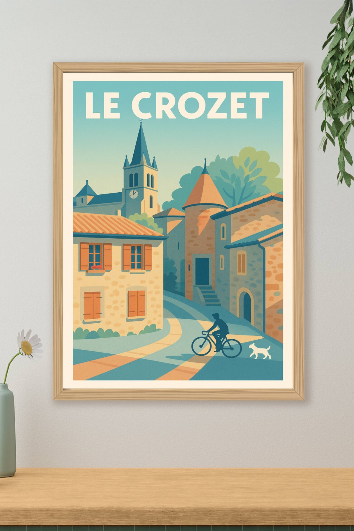 Affiche Le Crozet — Charme pittoresque et douceur de vie · poster d'art de Le Crozet