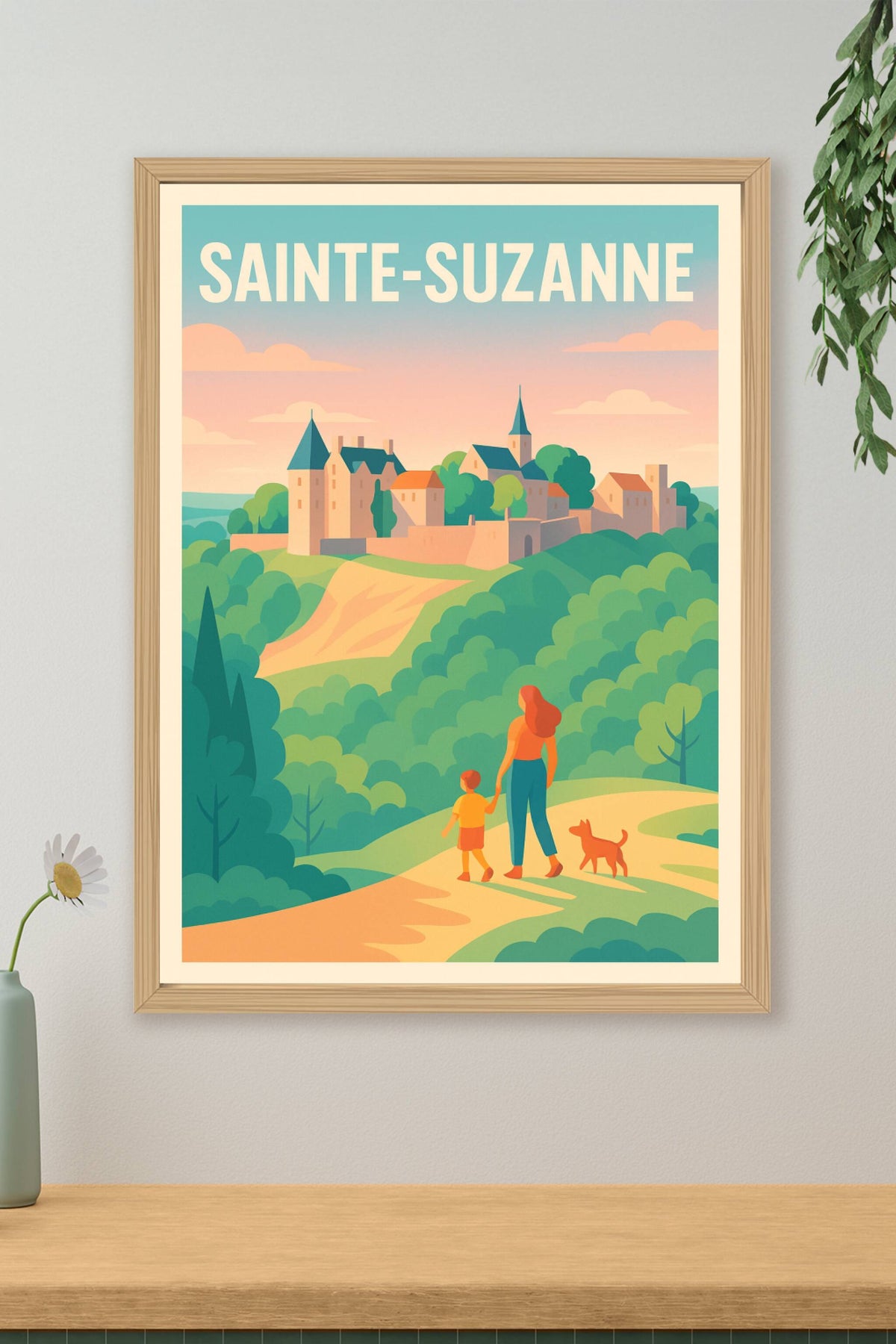 Affiche Sainte-Suzanne — Évasion bucolique et charme médiéval · poster d'art de Sainte-Suzanne