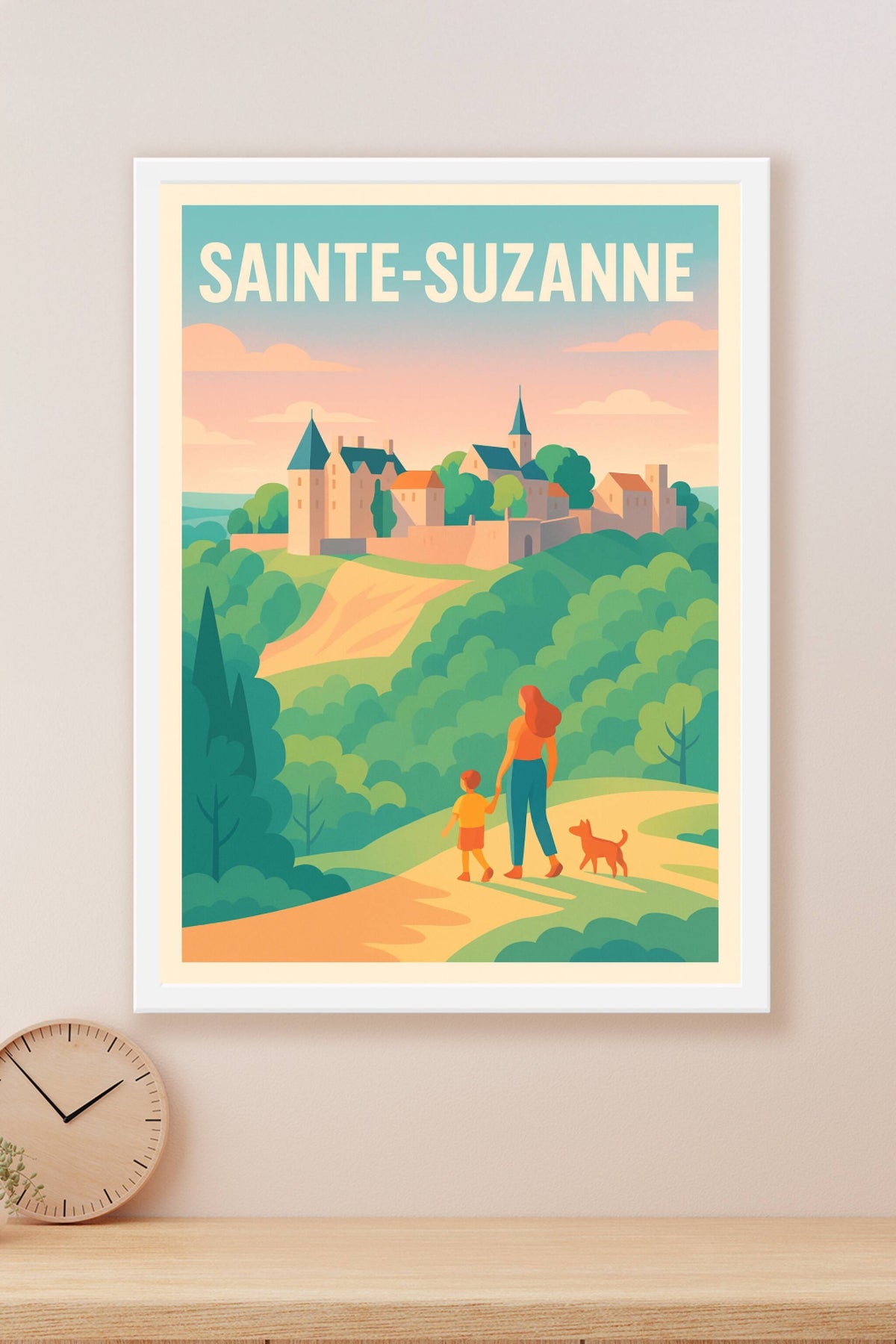 Affiche Sainte-Suzanne — Évasion bucolique et charme médiéval · poster d'art de Sainte-Suzanne