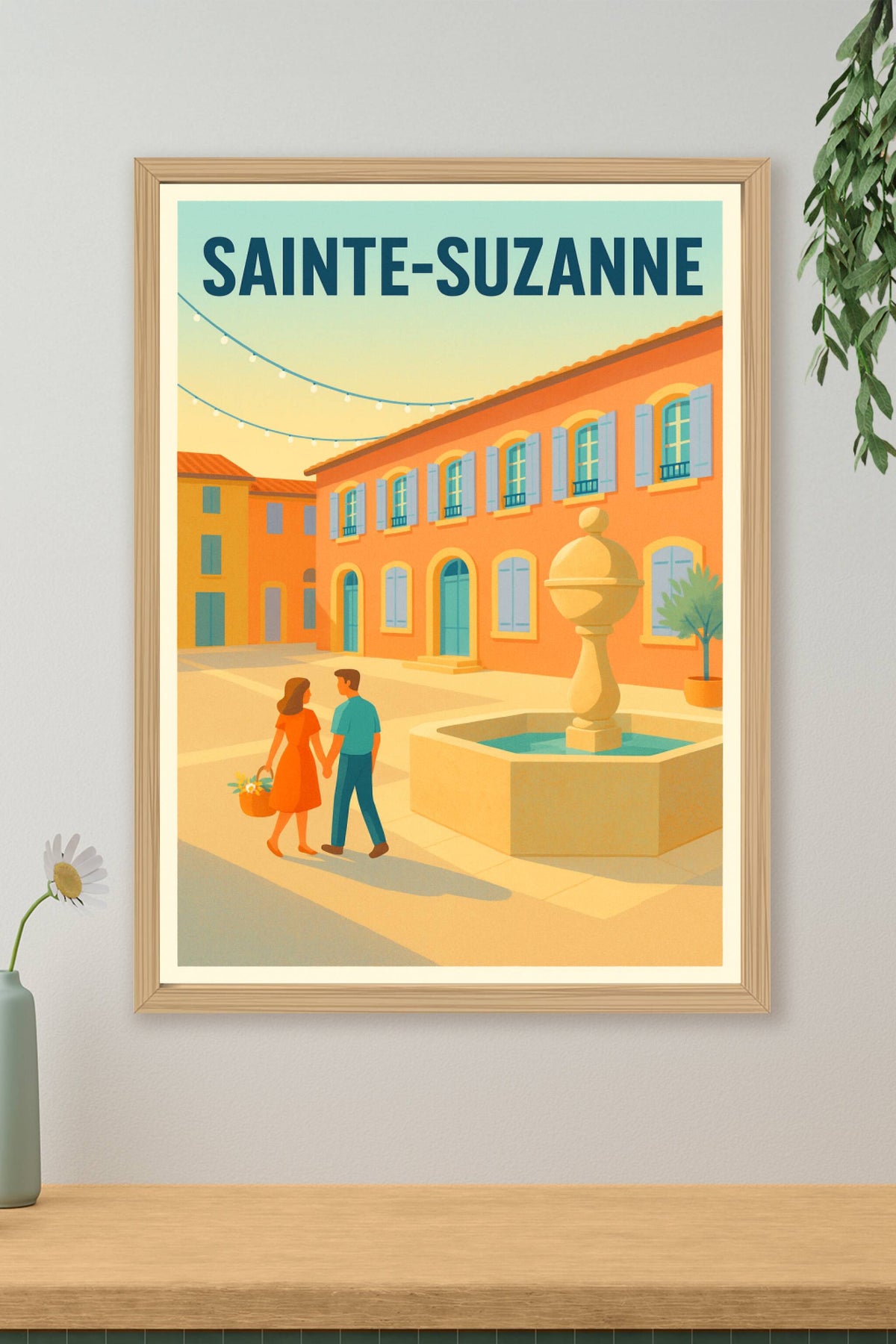 Affiche Sainte-Suzanne — Promenade romantique au cœur du village · poster d'art de Sainte-Suzanne