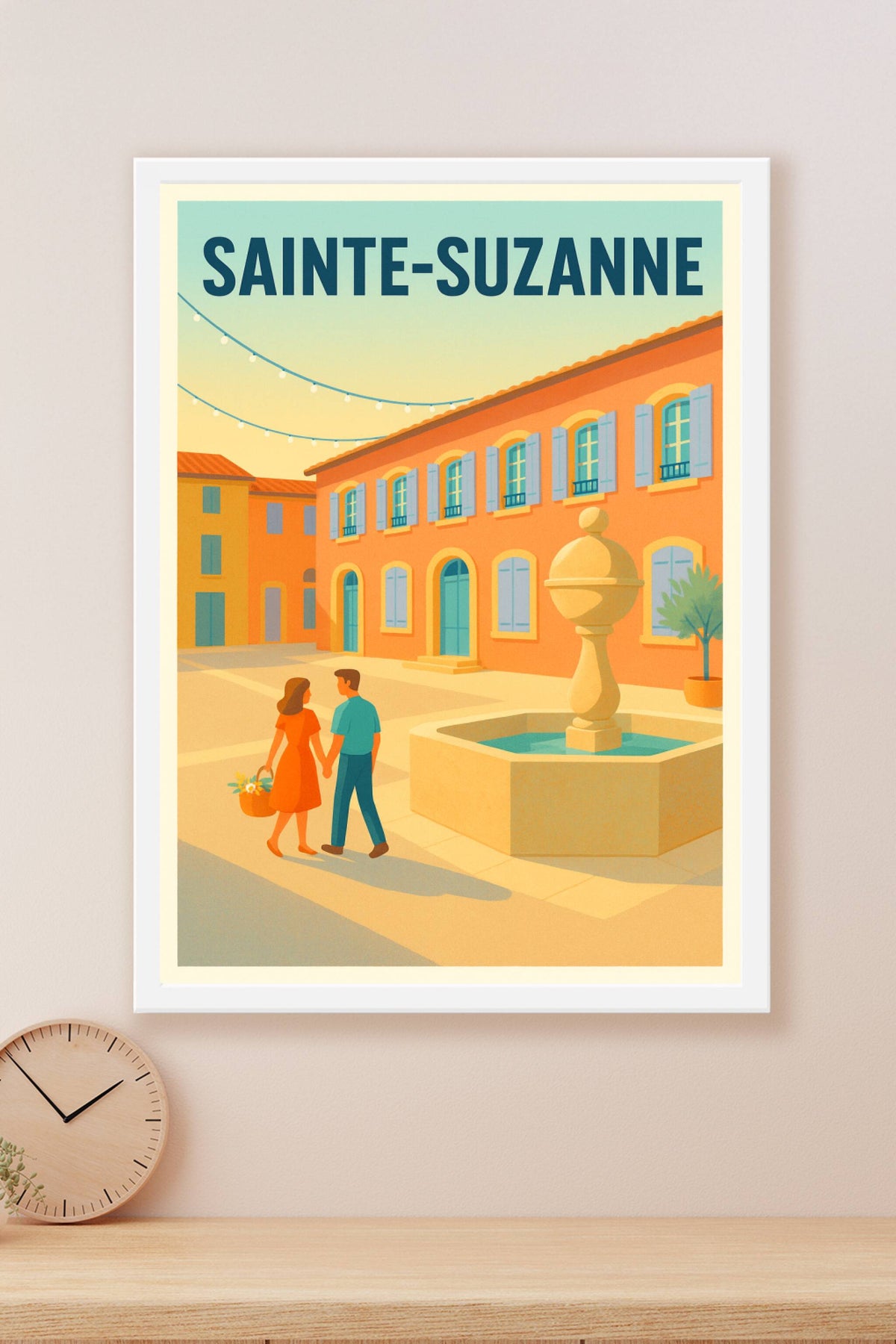 Affiche Sainte-Suzanne — Promenade romantique au cœur du village · poster d'art de Sainte-Suzanne