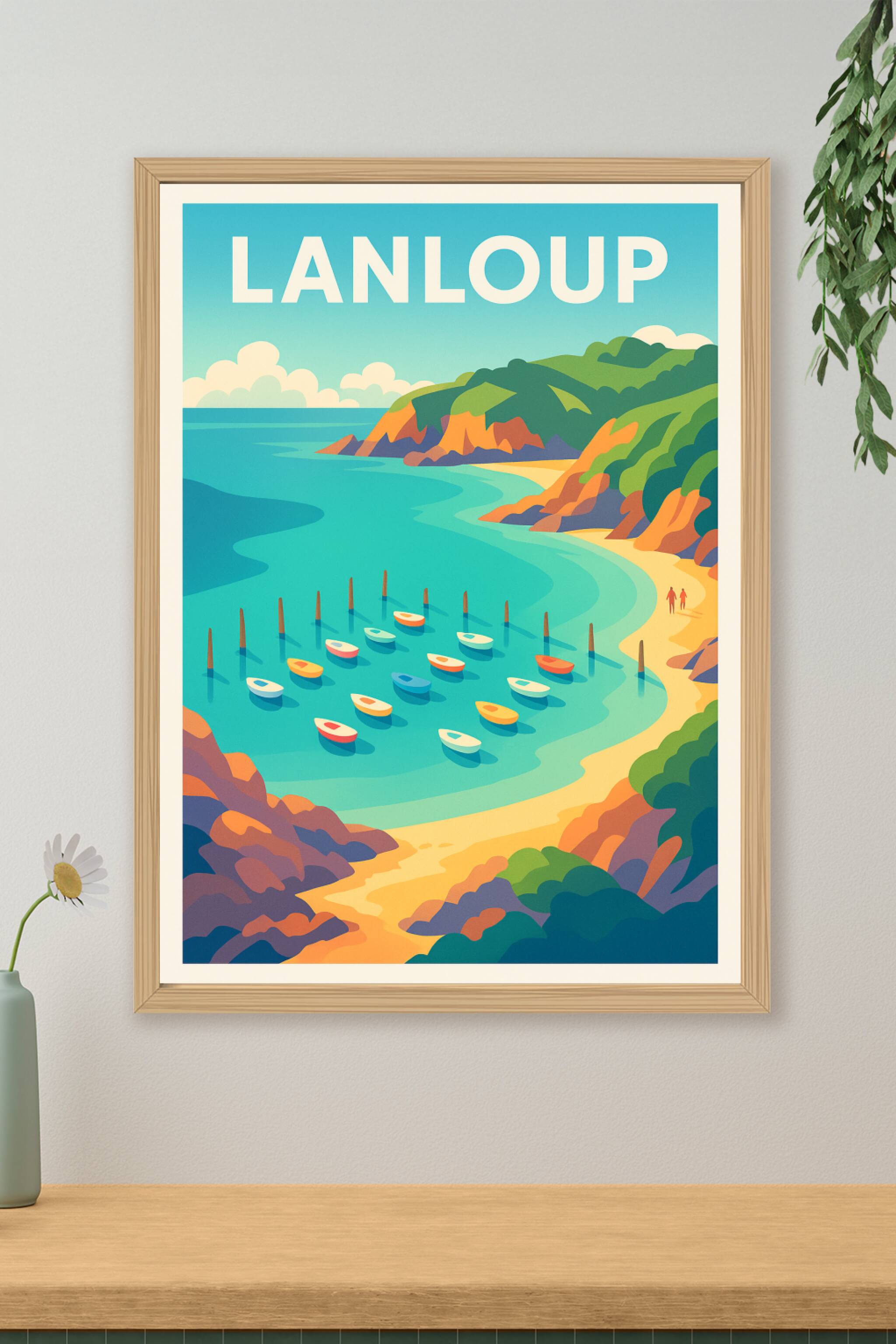 Affiche de Lanloup - Évasion colorée en bord de mer