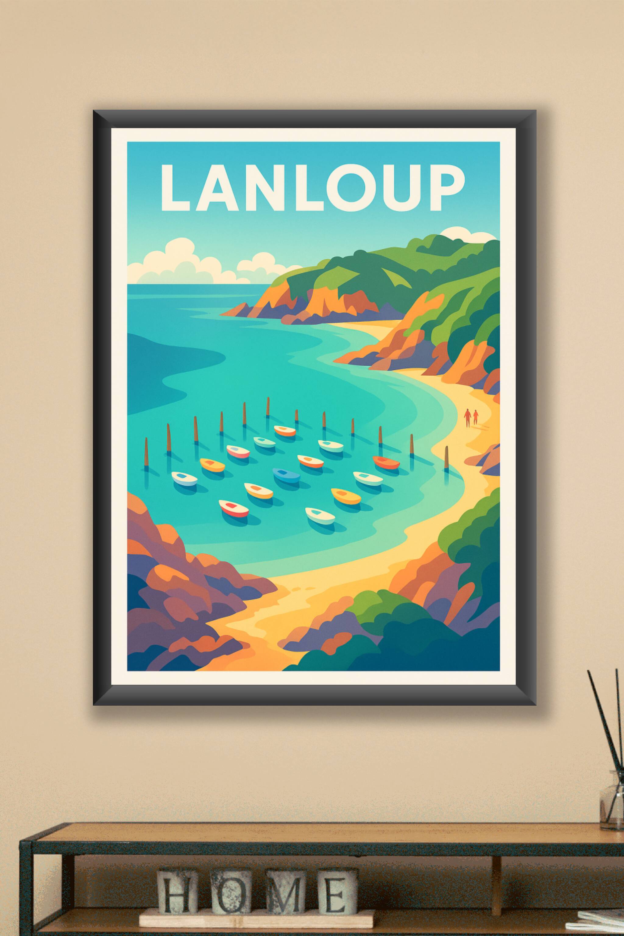 Affiche Lanloup — Évasion colorée en bord de mer · poster d'art de Lanloup