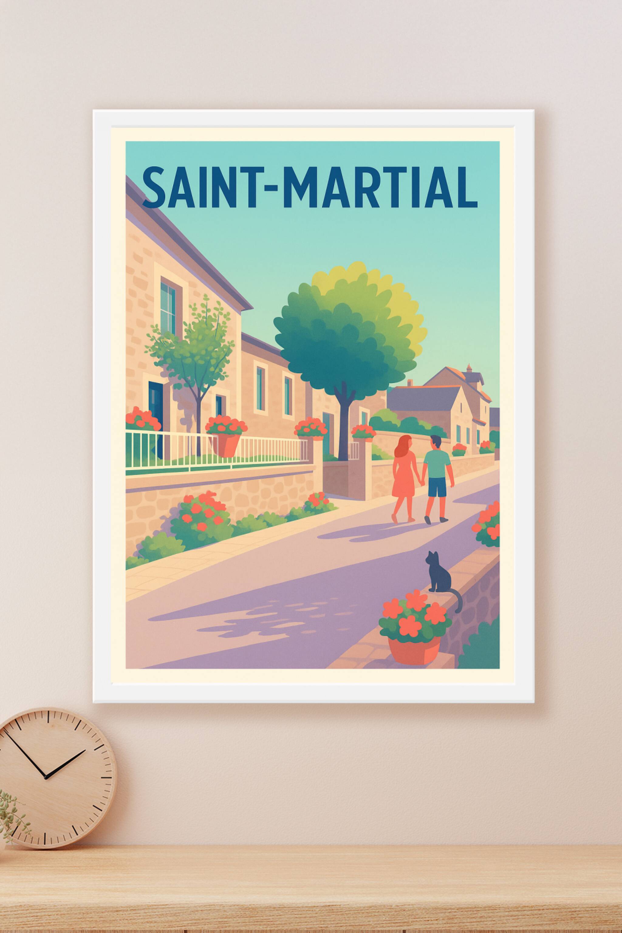 Affiche Saint-Martial — Promenade paisible au cœur du village · poster d'art de Saint-Martial