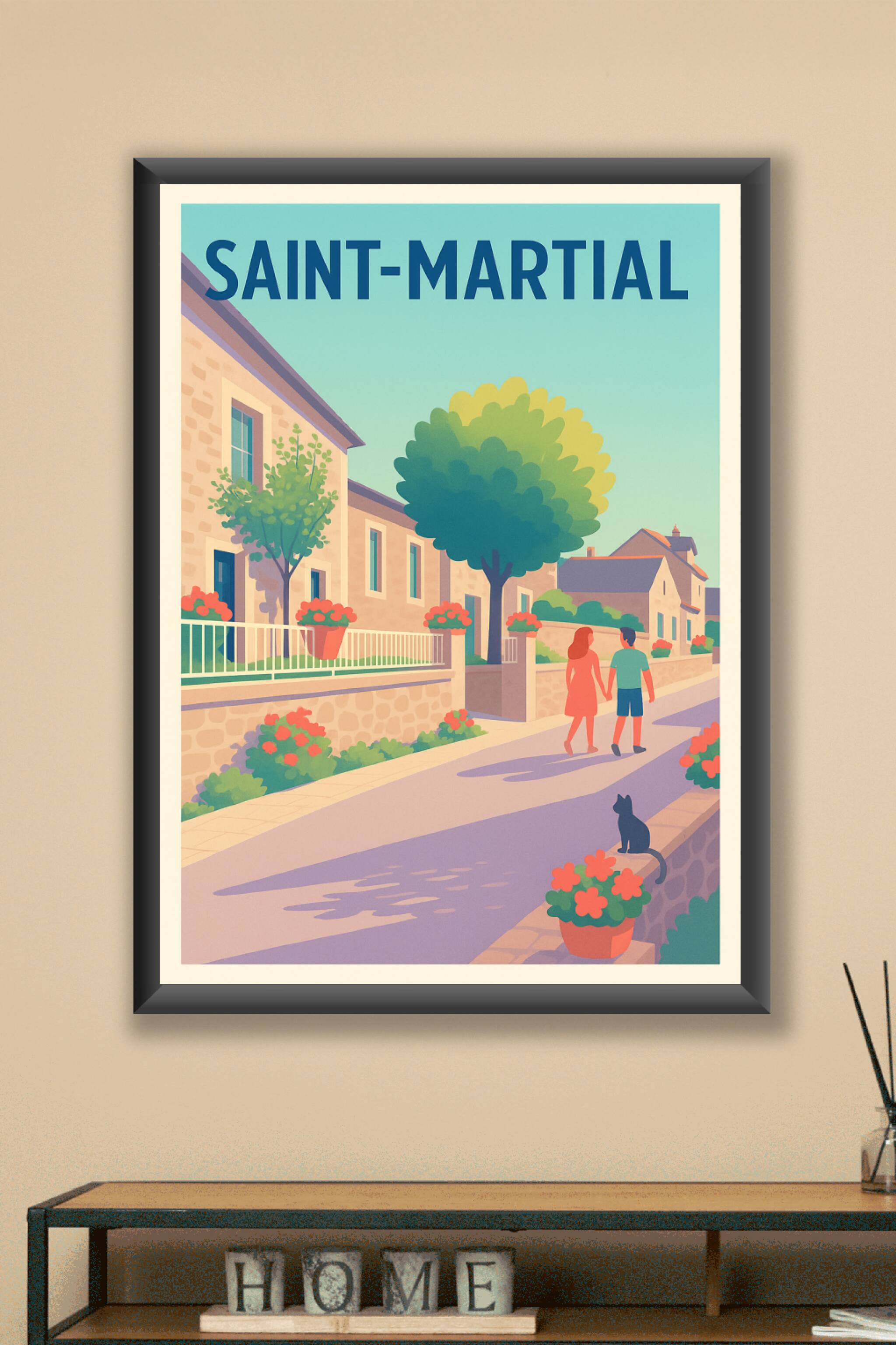 Affiche Saint-Martial — Promenade paisible au cœur du village · poster d'art de Saint-Martial