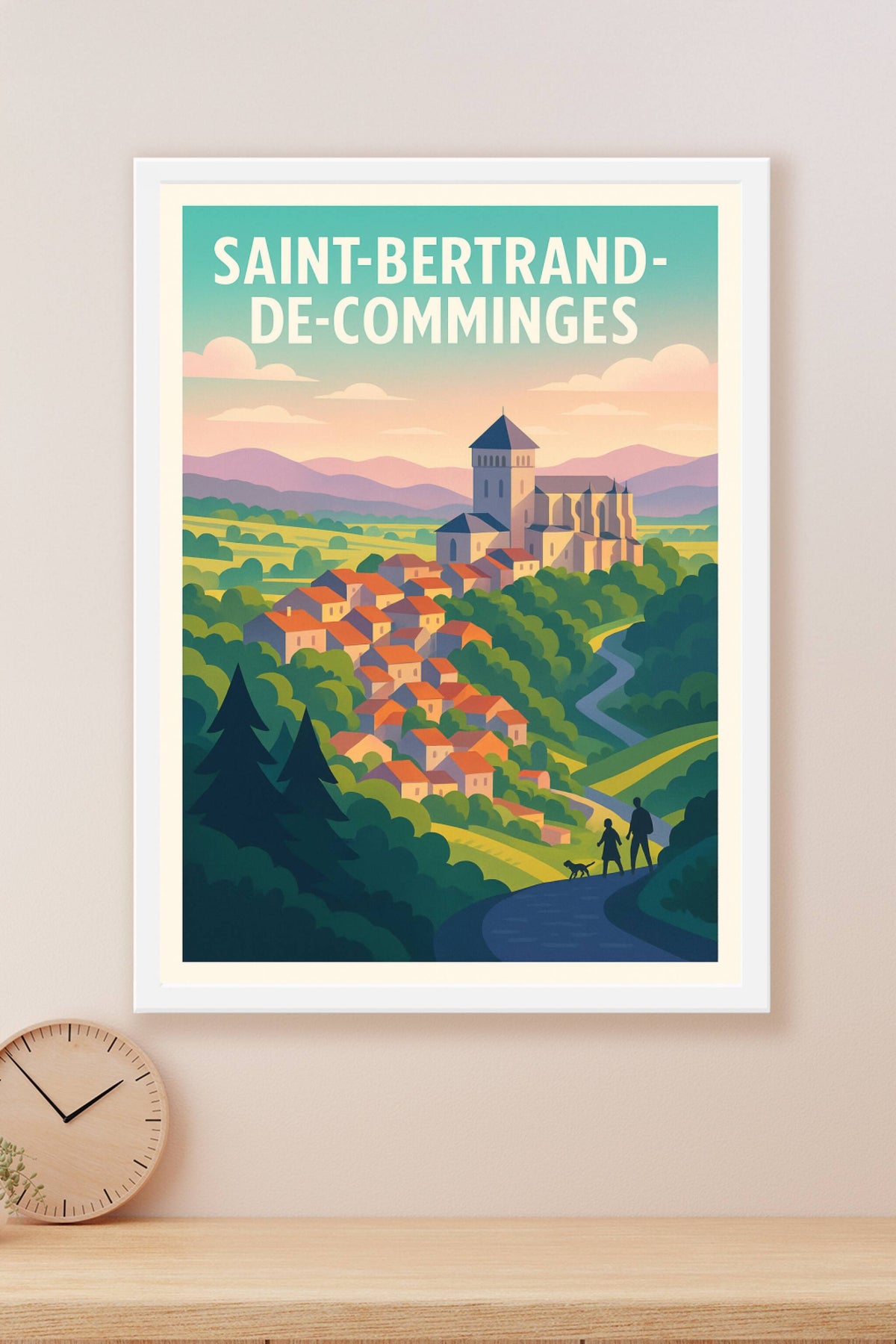 Affiche Saint-Bertrand-de-Comminges — Charme et sérénité au cœur des Pyrénées · poster d'art de Saint-Bertrand-de-Comminges