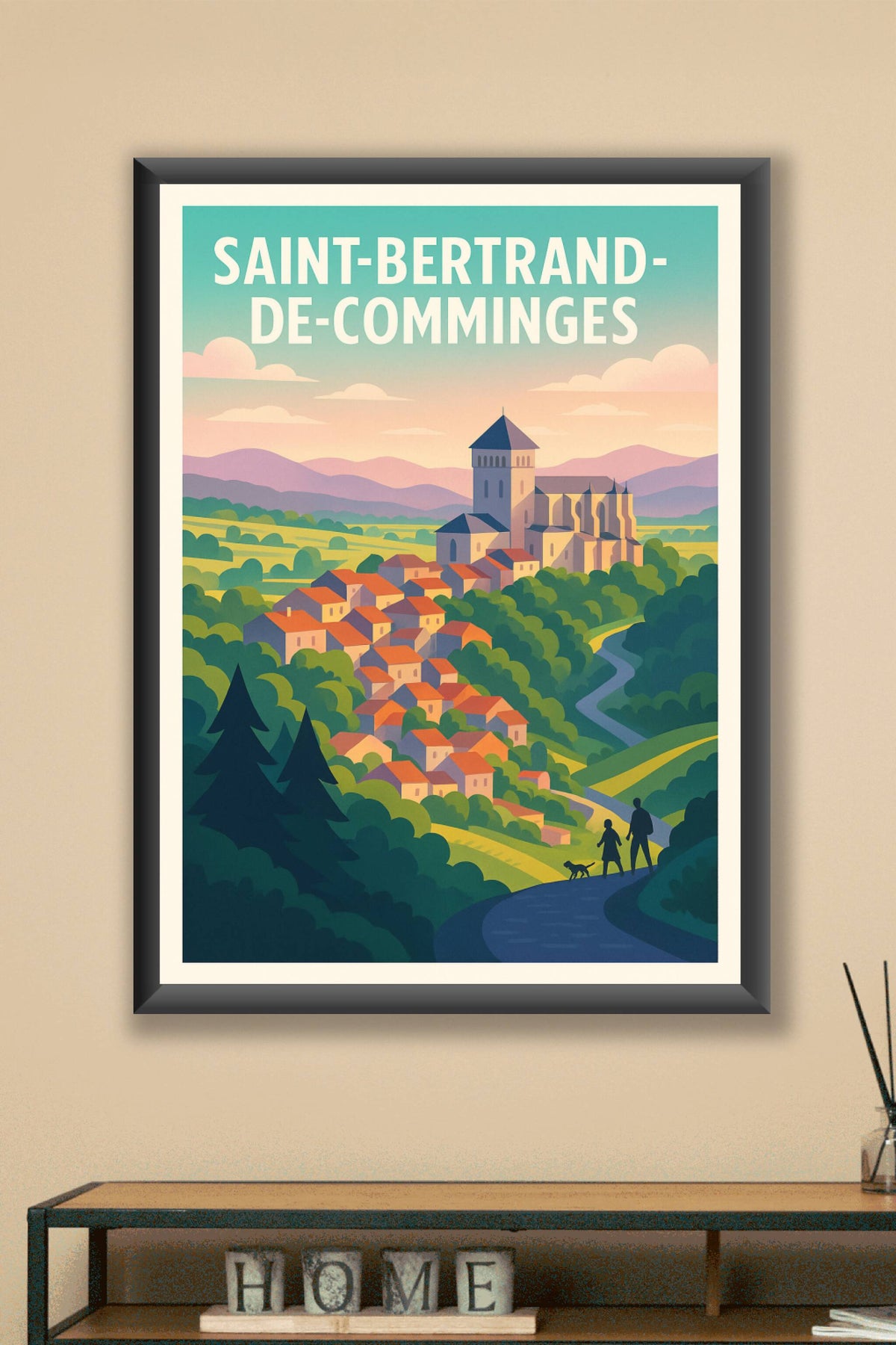 Affiche Saint-Bertrand-de-Comminges — Charme et sérénité au cœur des Pyrénées · poster d'art de Saint-Bertrand-de-Comminges