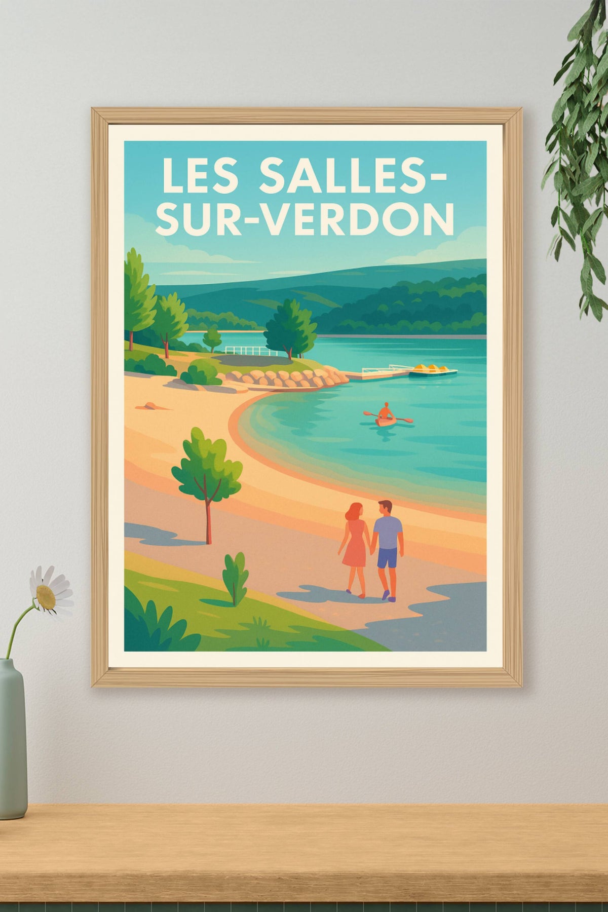 Affiche Les-Salles-sur-Verdon — Évasion romantique au bord de l'eau · poster d'art de Les-Salles-sur-Verdon