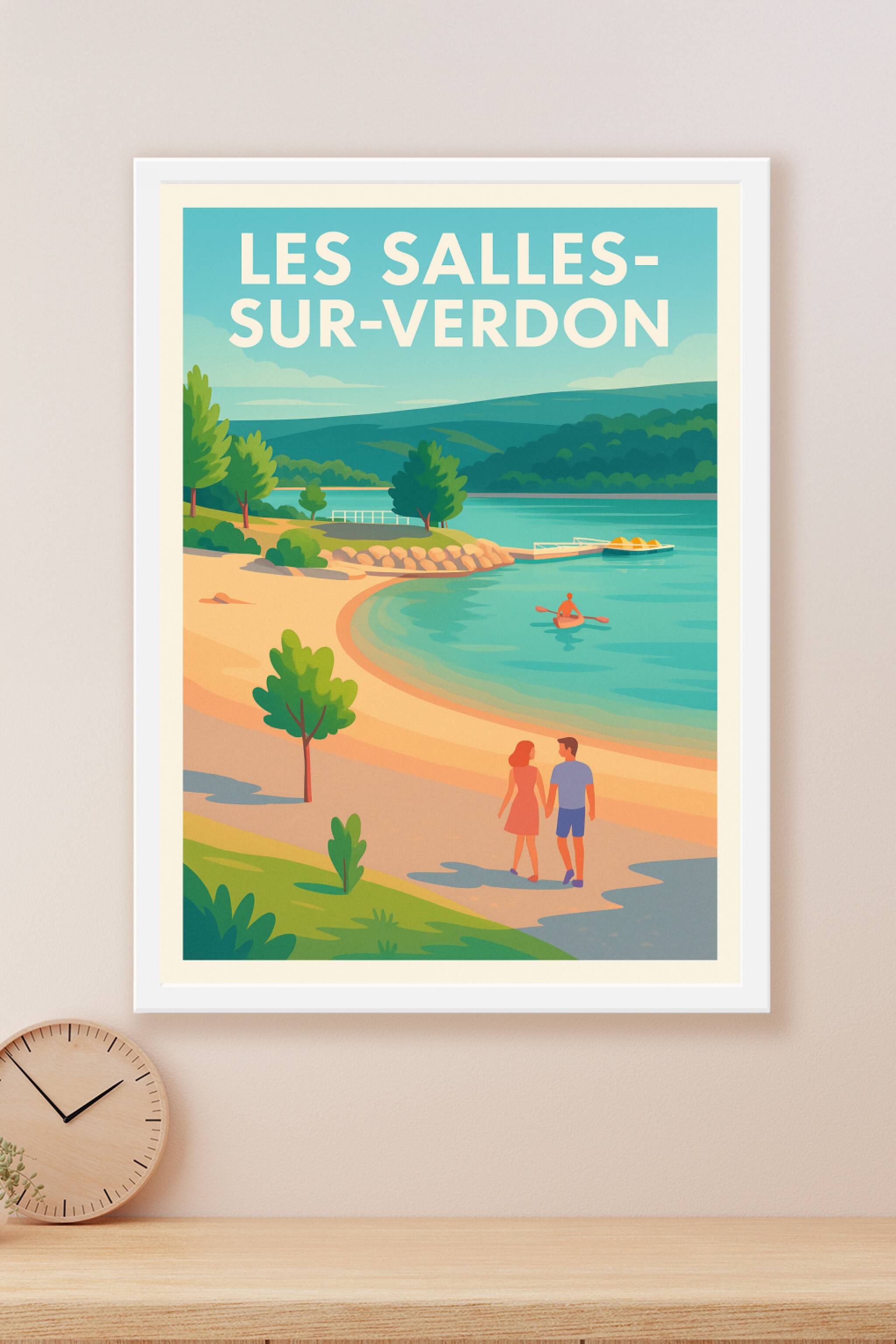 Affiche Les-Salles-sur-Verdon — Évasion romantique au bord de l'eau · poster d'art de Les-Salles-sur-Verdon