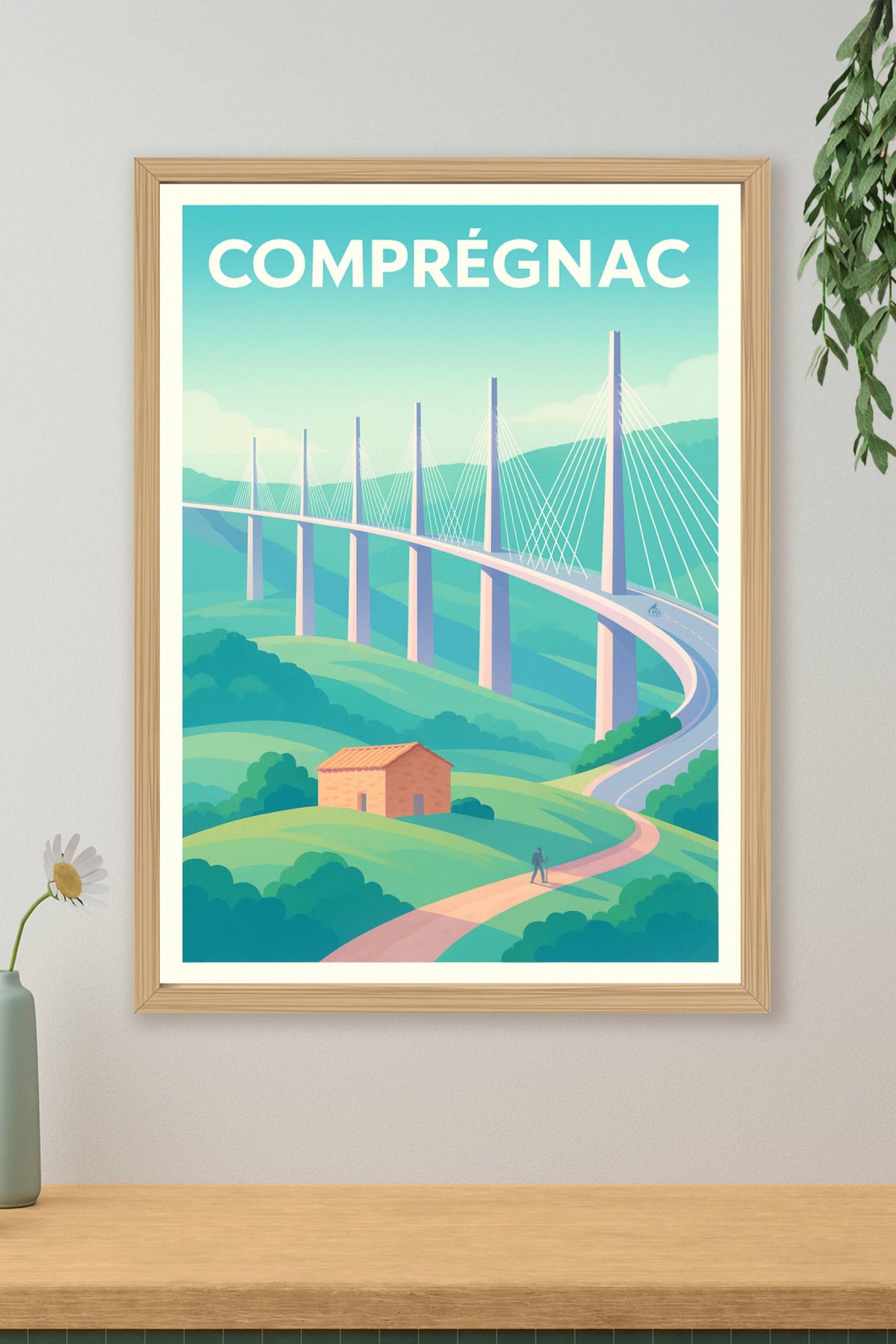Affiche Comprégnac — L'élégance du Viaduc de Millau · poster d'art de Comprégnac