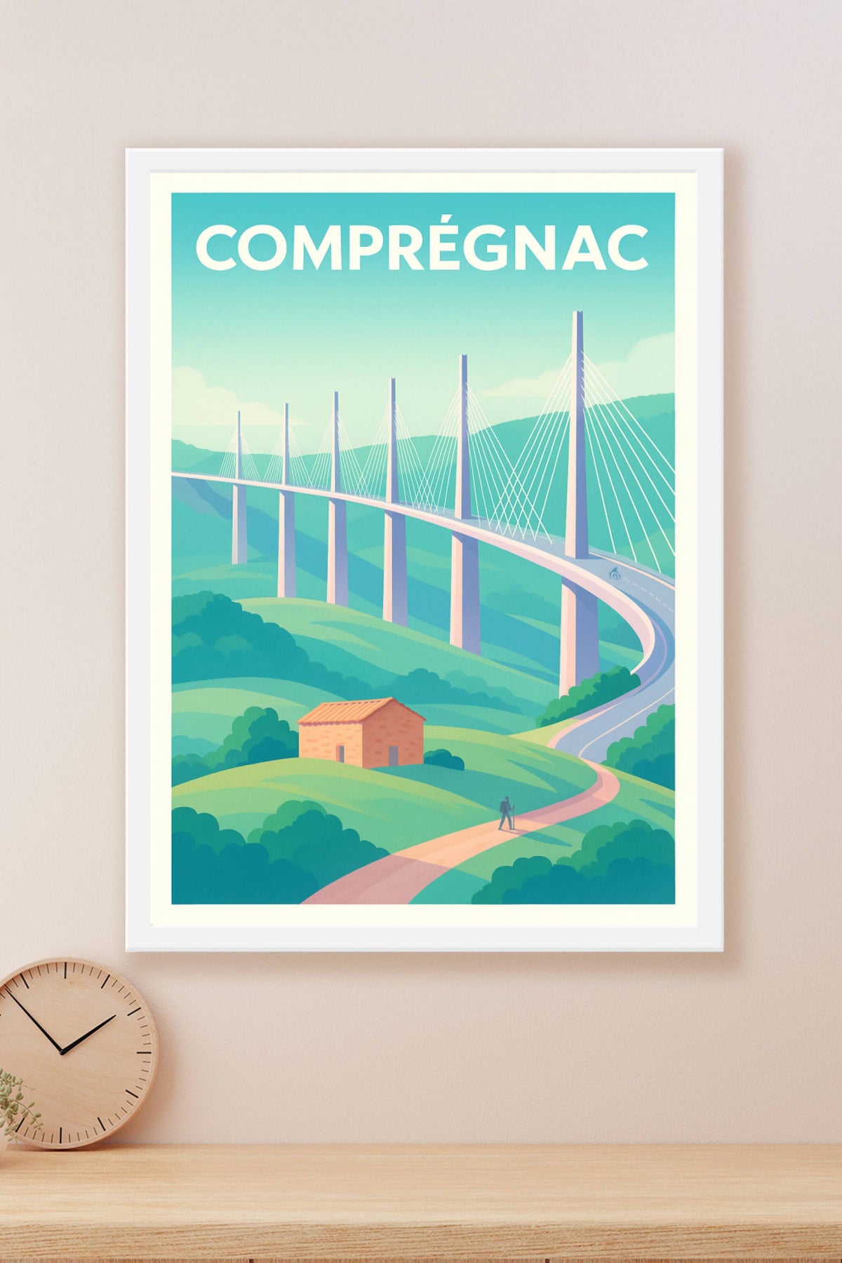 Affiche Comprégnac — L'élégance du Viaduc de Millau · poster d'art de Comprégnac