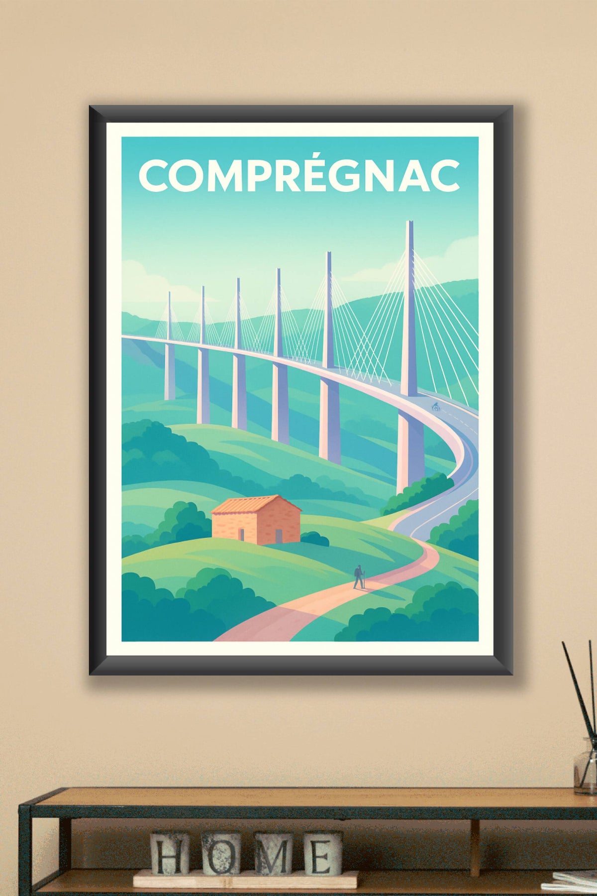 Affiche Comprégnac — L'élégance du Viaduc de Millau · poster d'art de Comprégnac