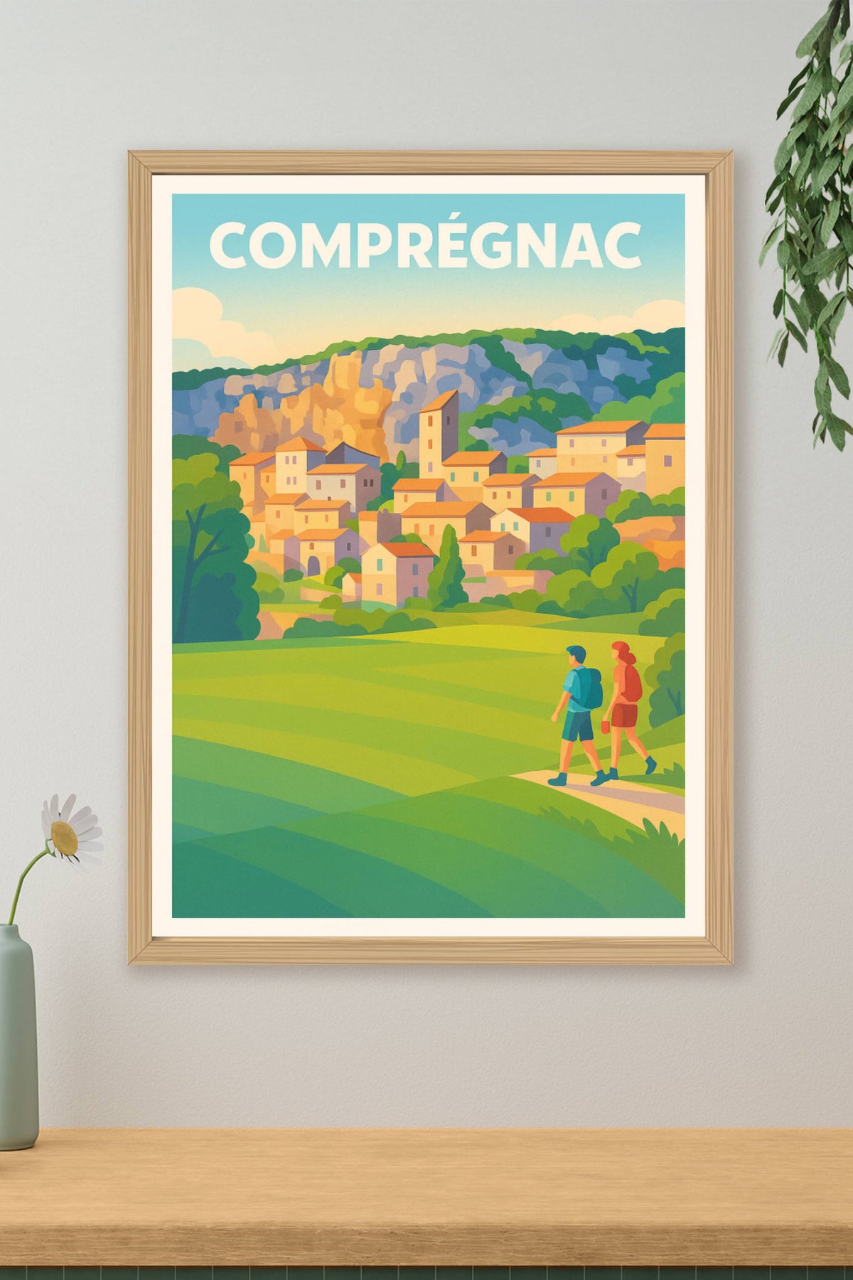 Affiche Comprégnac — Promenade au cœur du village pittoresque · poster d'art de Comprégnac