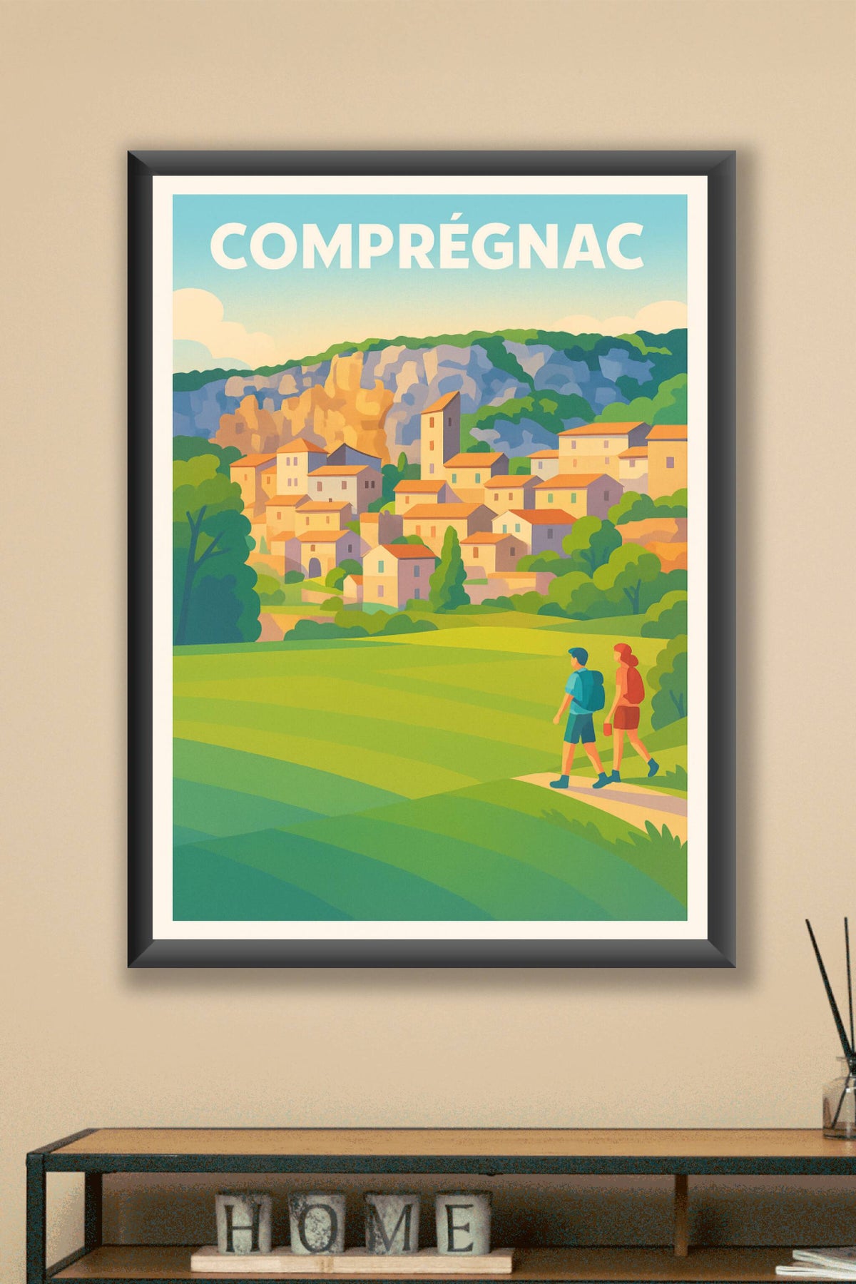 Affiche Comprégnac — Promenade au cœur du village pittoresque · poster d'art de Comprégnac