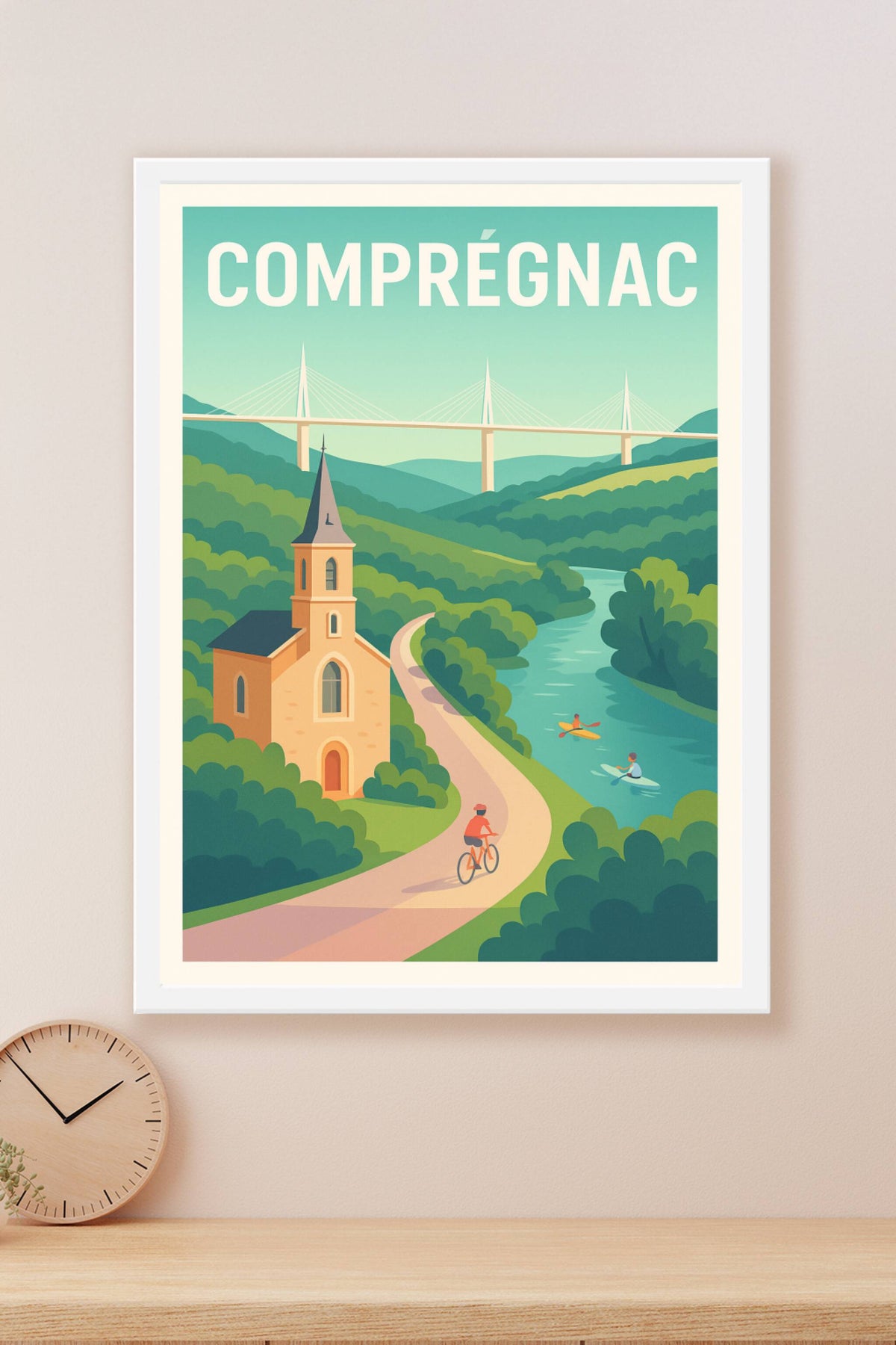 Affiche Compreignac — Évasion nature entre rivière et montagnes · poster d'art de Compreignac