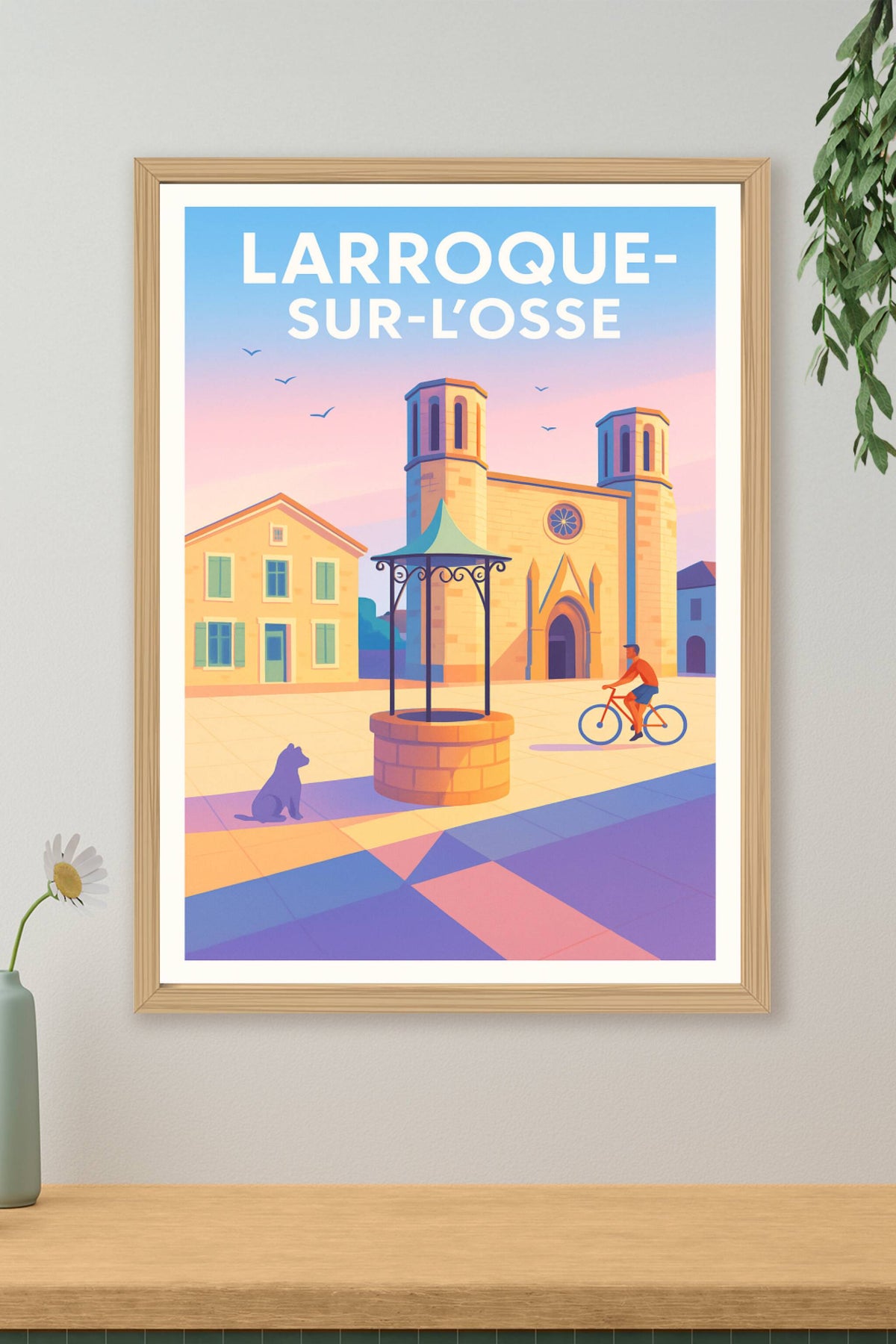 Affiche Larroque-sur-l'Osse — Charme et Sérénité en Gascogne · poster d'art de Larroque-sur-l'Osse