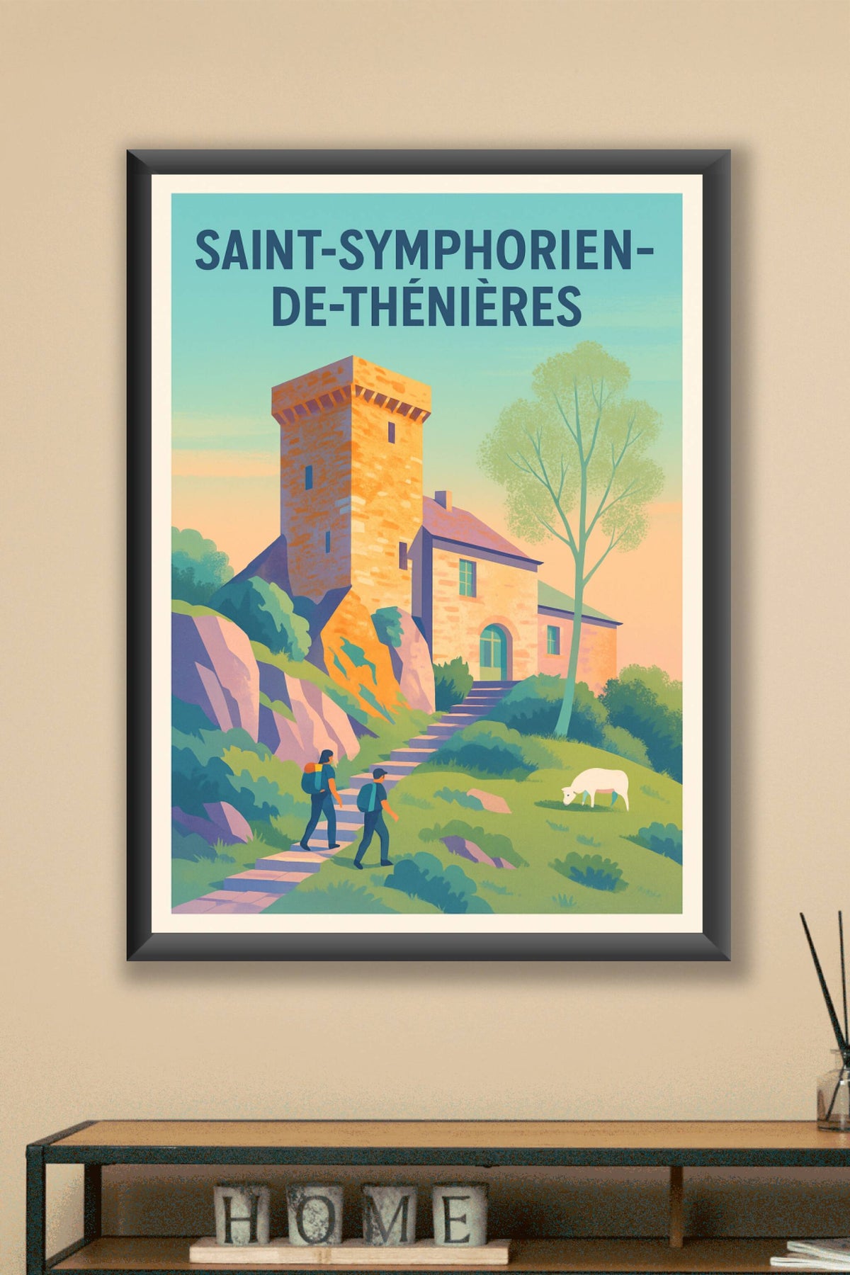 Affiche Saint-Symphorien-de-Thénières — Escapade bucolique au château · poster d'art de Saint-Symphorien-de-Thénières