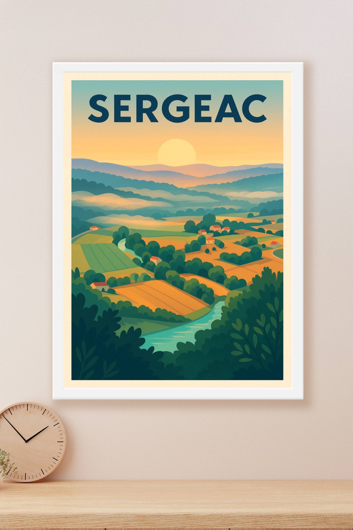 Affiche Sergeac — Douceur des paysages vallonnés · poster d'art de Sergeac