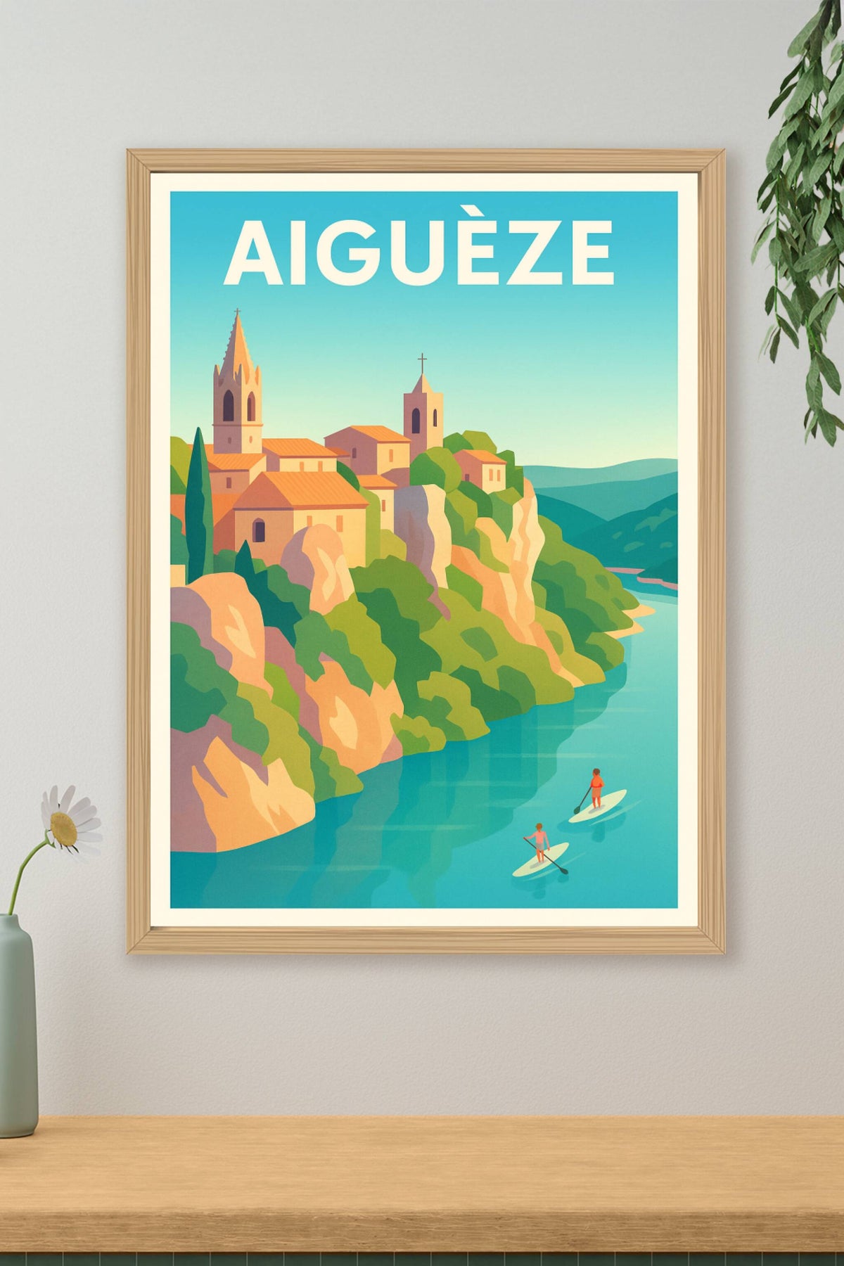 Affiche Aiguèze — Évasion sur les berges du Cher · poster d'art de Aiguèze