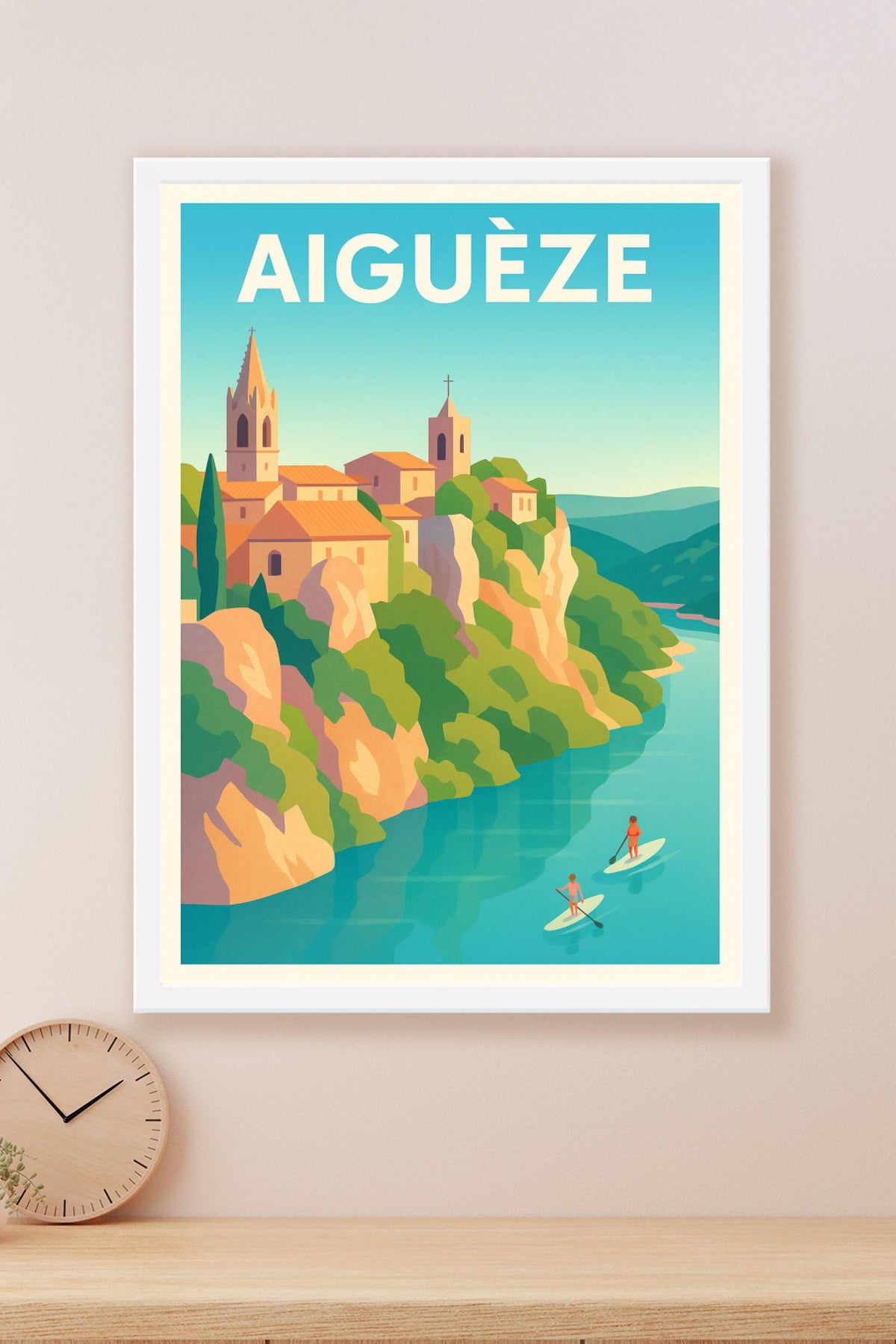 Affiche Aiguèze — Évasion sur les berges du Cher · poster d'art de Aiguèze