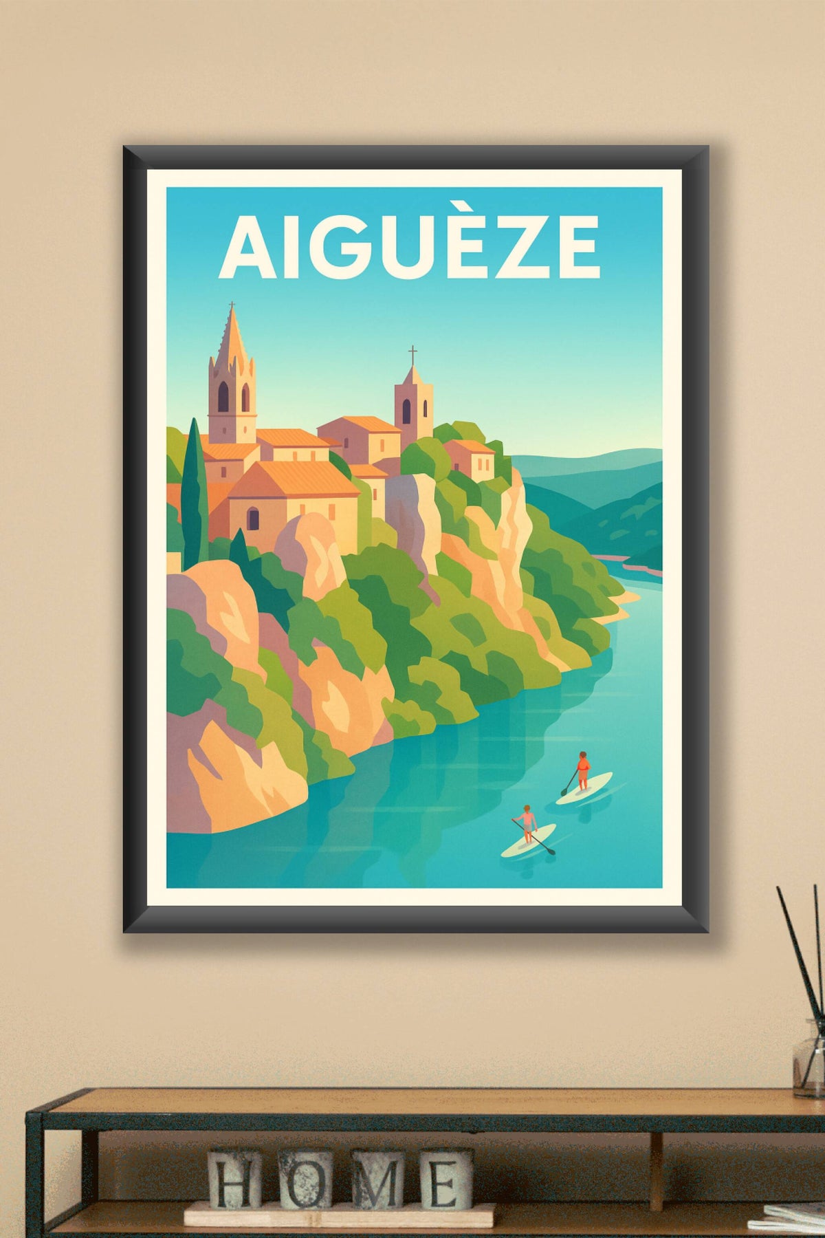 Affiche Aiguèze — Évasion sur les berges du Cher · poster d'art de Aiguèze