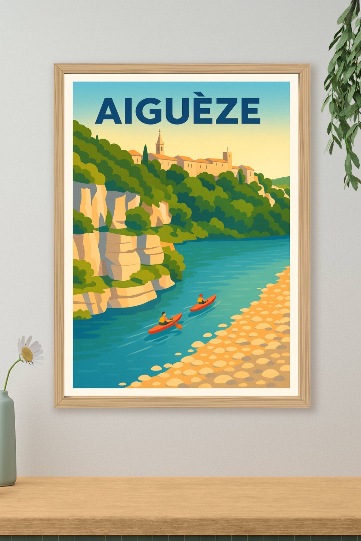 Affiche Aiguèze — Évasion et nature au fil de l'eau · poster d'art de Aiguèze