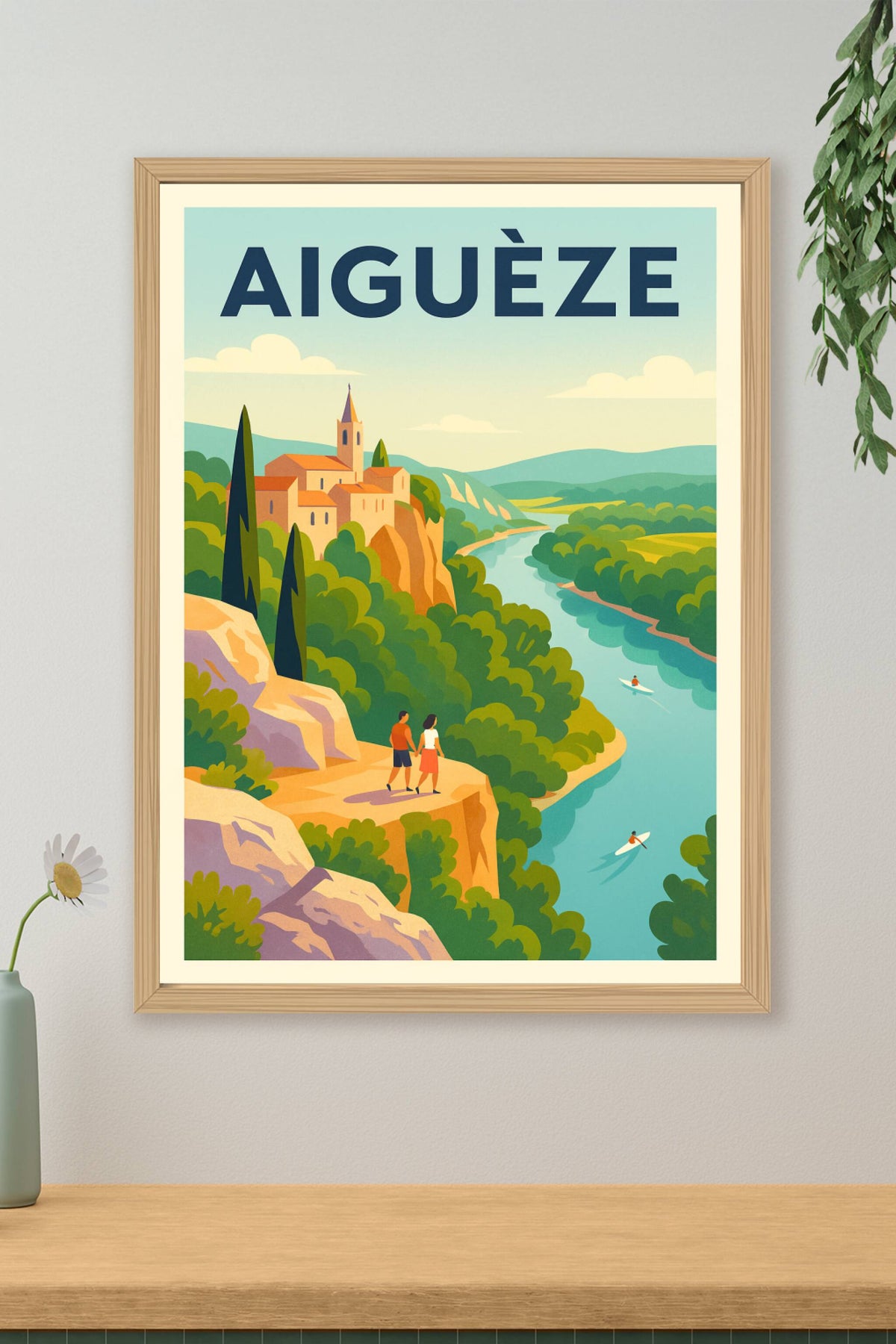 Affiche Aiguèze — Escapade romantique au bord de l'Ardèche · poster d'art de Aiguèze