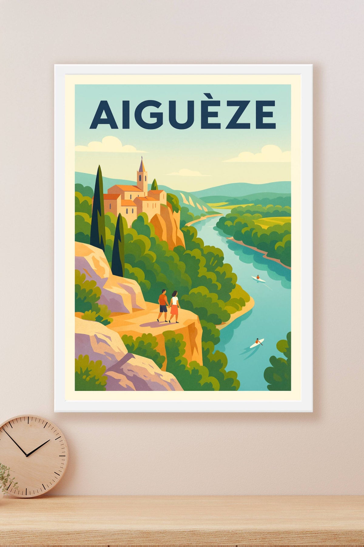 Affiche Aiguèze — Escapade romantique au bord de l'Ardèche · poster d'art de Aiguèze