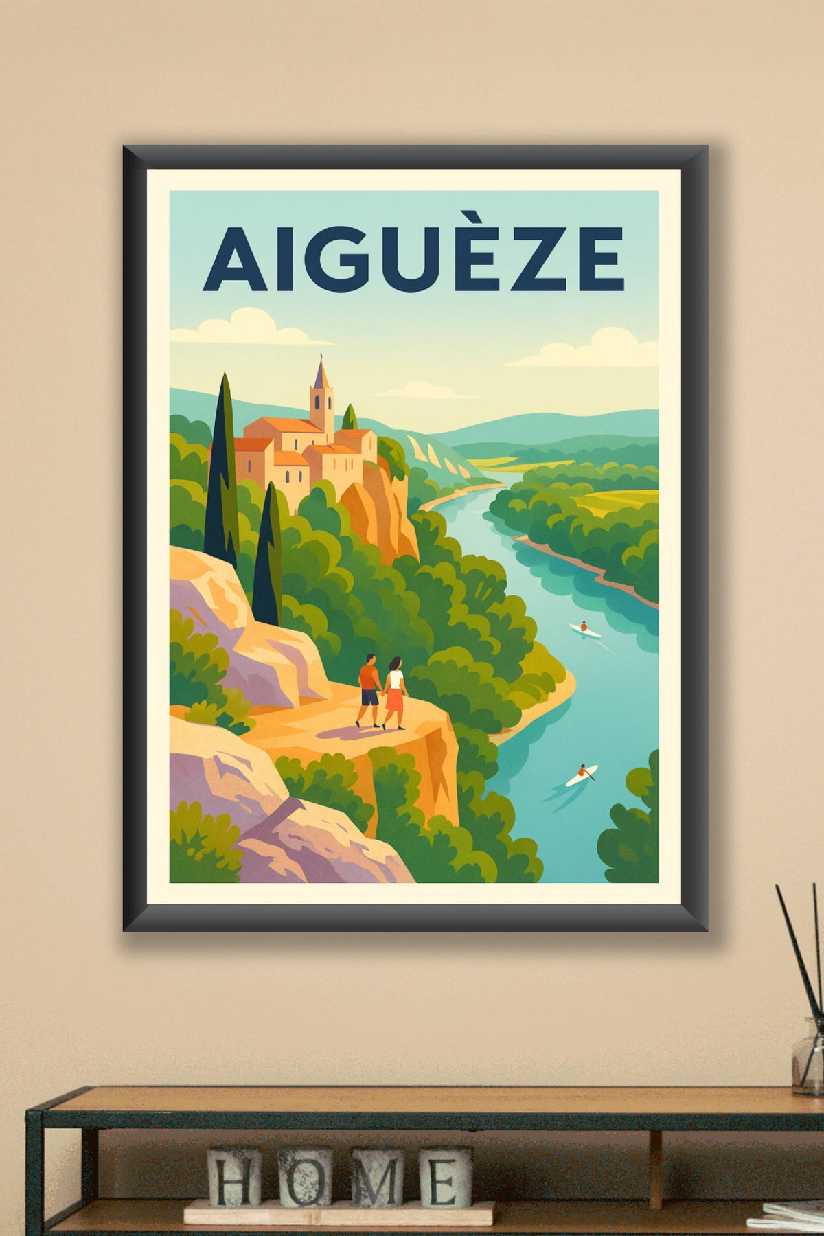 Affiche Aiguèze — Escapade romantique au bord de l'Ardèche · poster d'art de Aiguèze