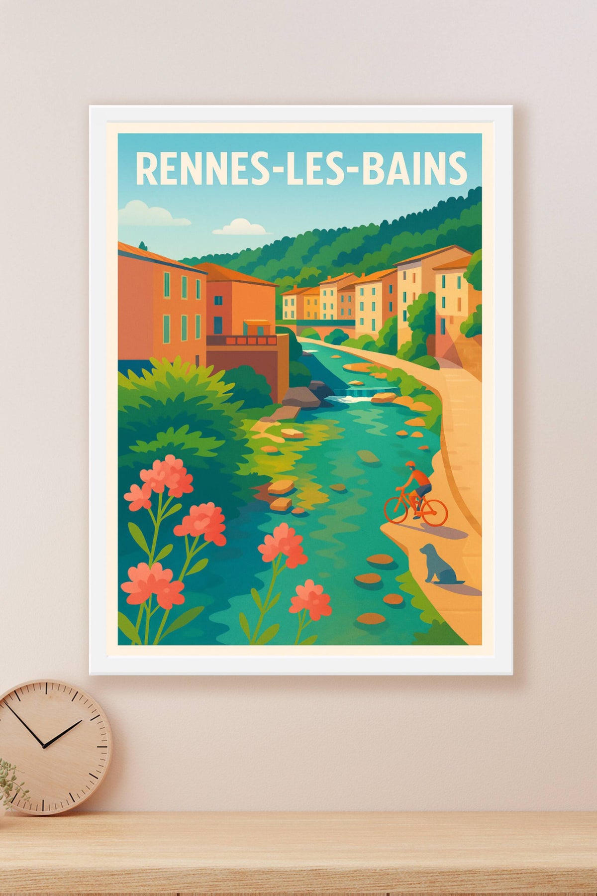Affiche Rennes-les-Bains — Évasion bucolique au fil de l'eau · poster d'art de Rennes-les-Bains