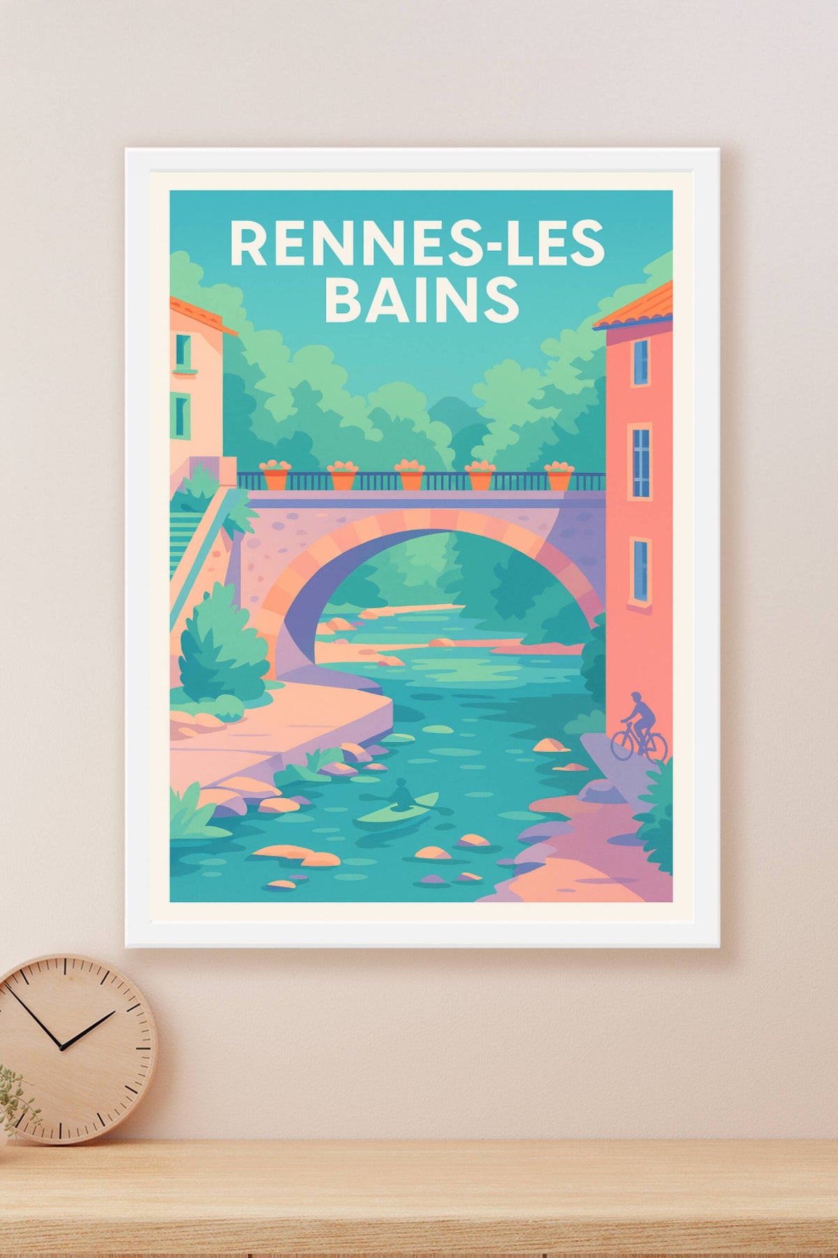 Affiche Rennes-les-Bains — Évasion au fil de l'eau · poster d'art de Rennes-les-Bains