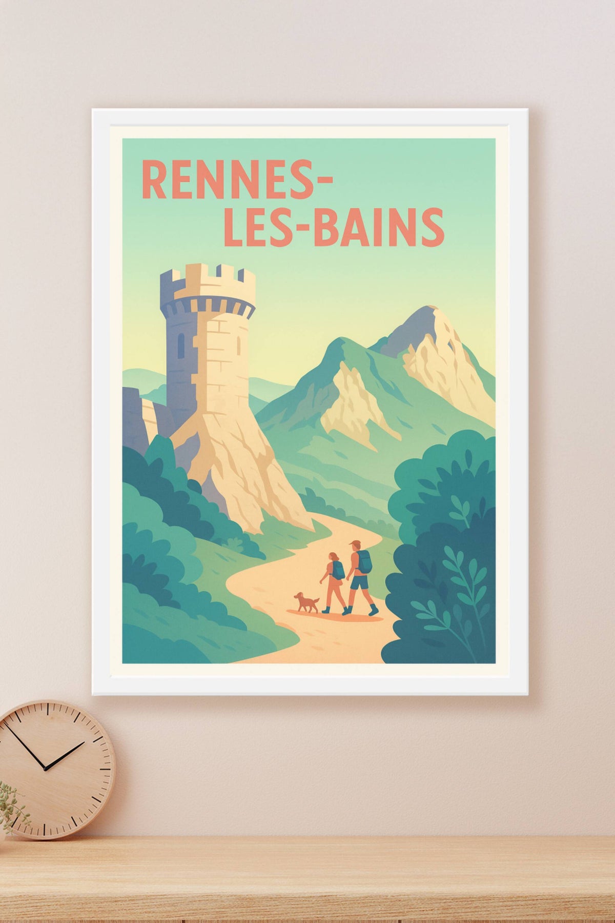 Affiche Rennes-les-Bains — Aventure et nature au cœur des montagnes · poster d'art de Rennes-les-Bains