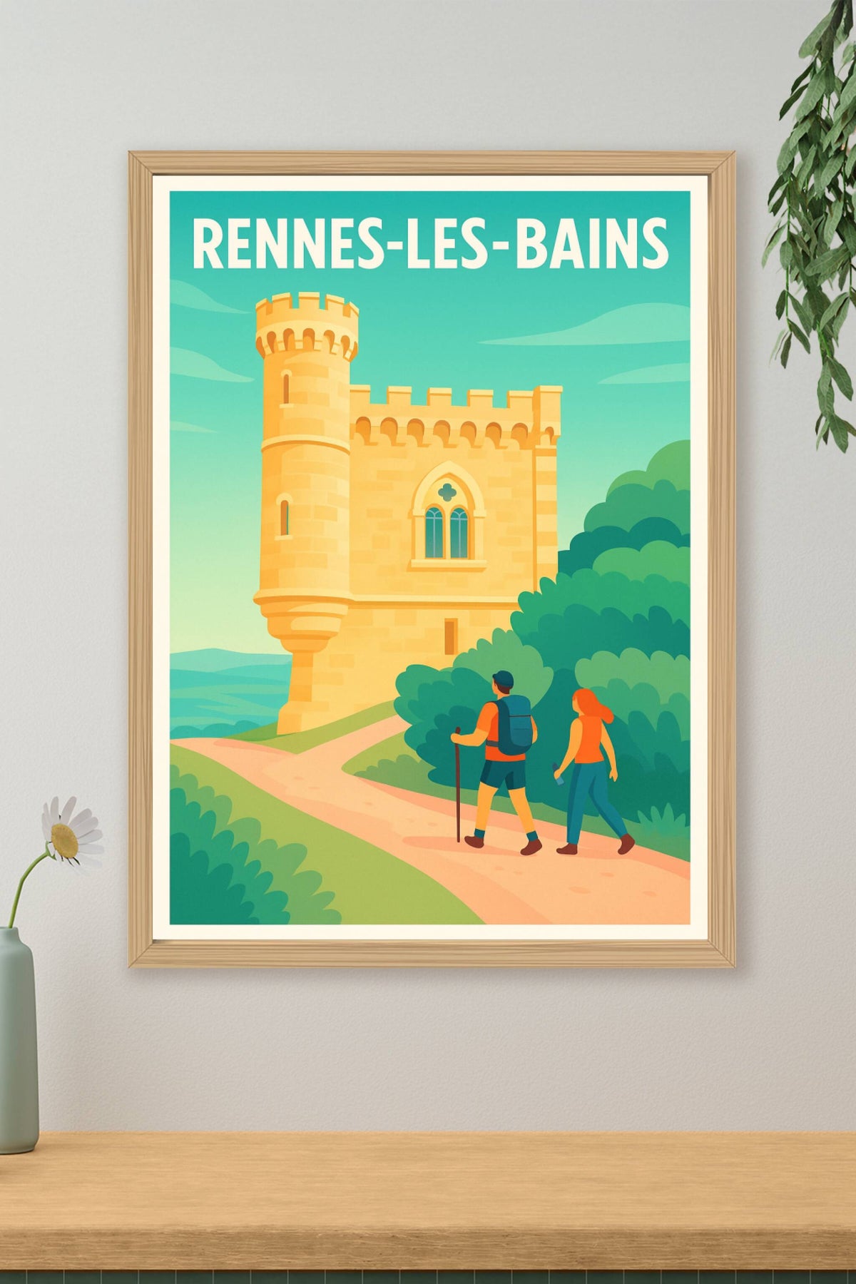 Affiche Rennes-les-Bains — Escapade historique et nature · poster d'art de Rennes-les-Bains