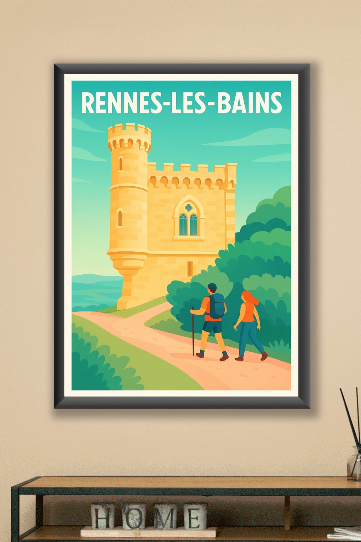 Affiche Rennes-les-Bains — Escapade historique et nature · poster d'art de Rennes-les-Bains