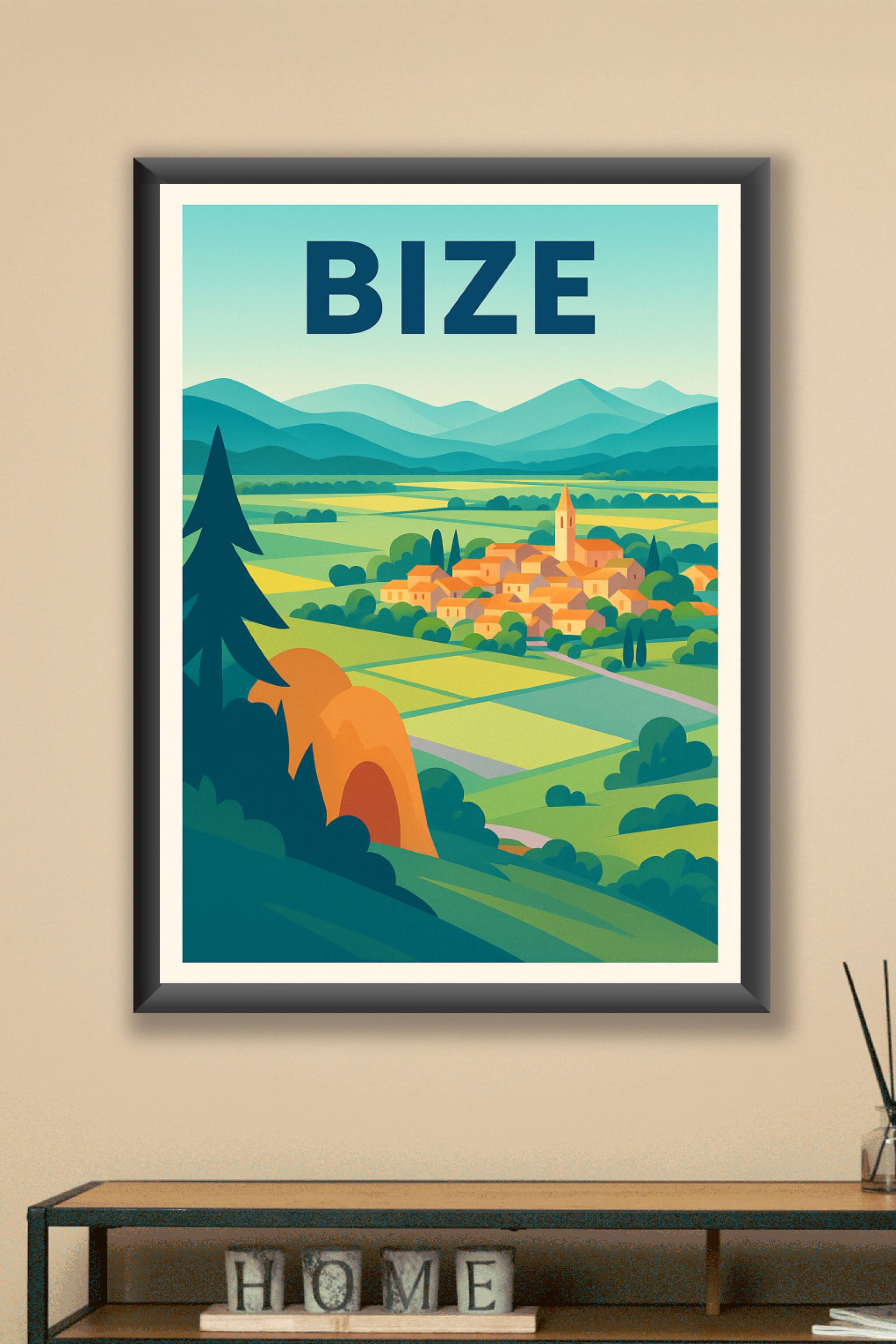 Affiche Bize — Charme et sérénité de la campagne occitane · poster d'art de Bize