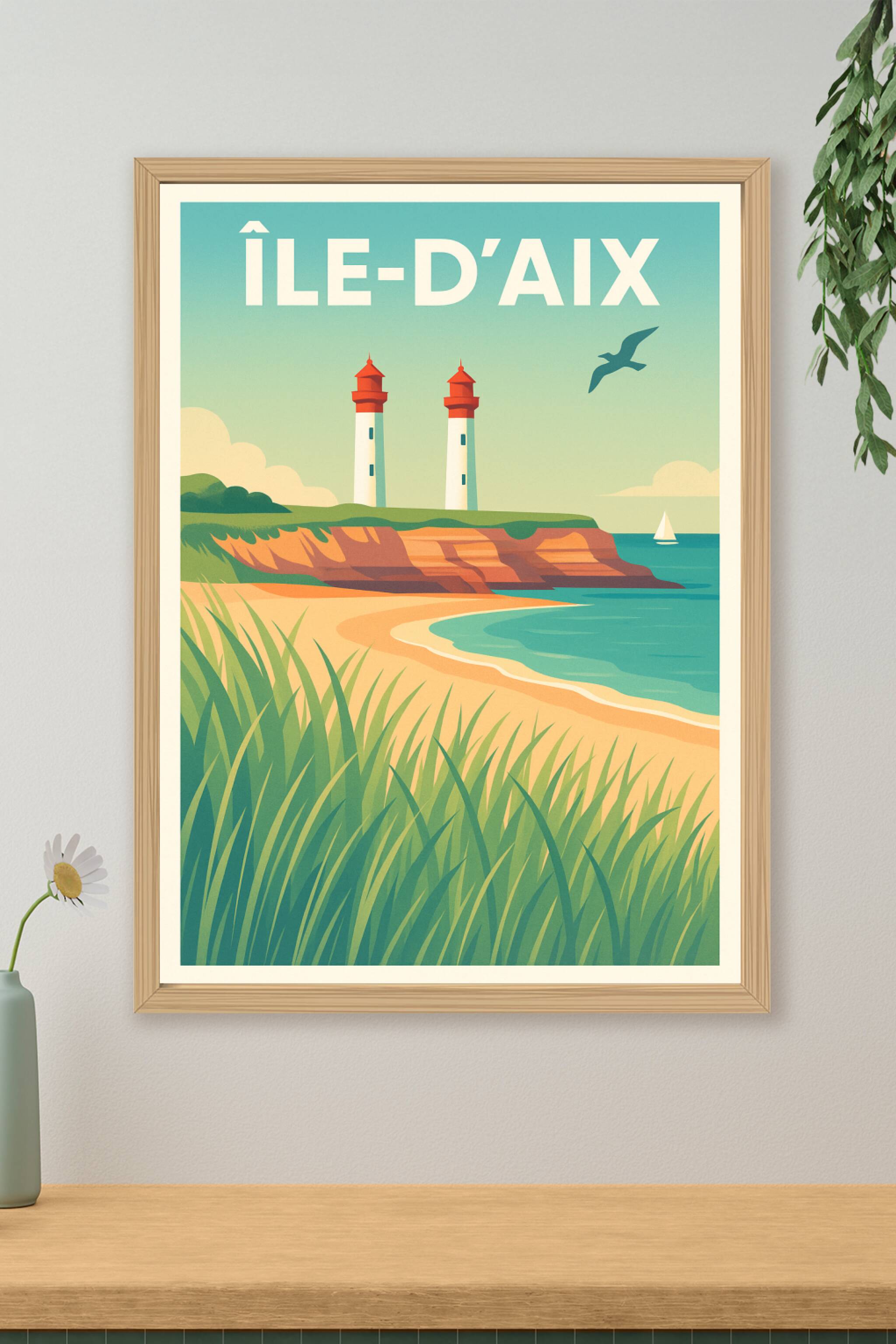 Affiche de Île-d'Aix - Charme côtier et phares emblématiques