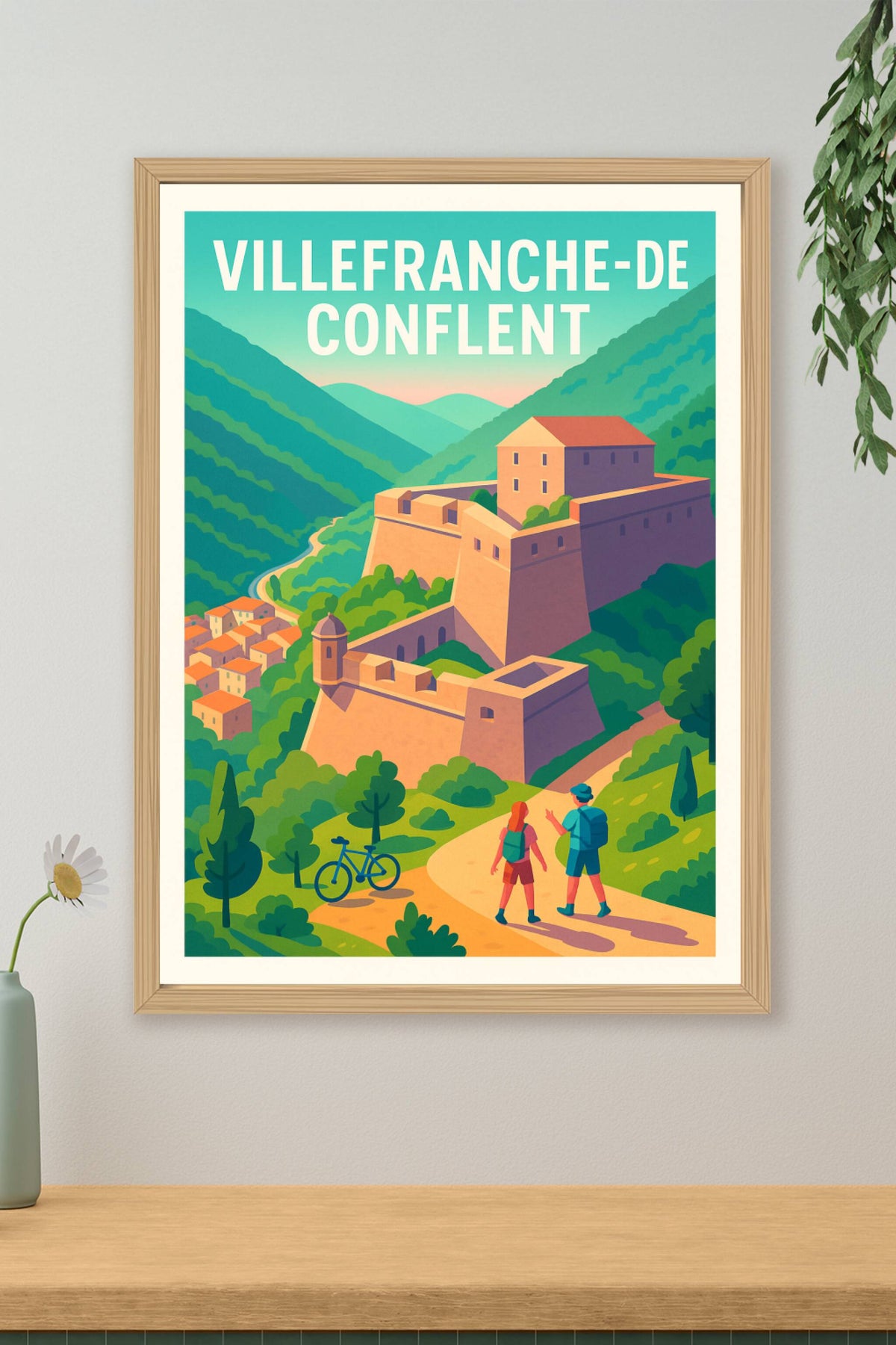 Affiche Villefranche-de-Conflent — Escapade au cœur des montagnes pyrénéennes · poster d'art de Villefranche-de-Conflent