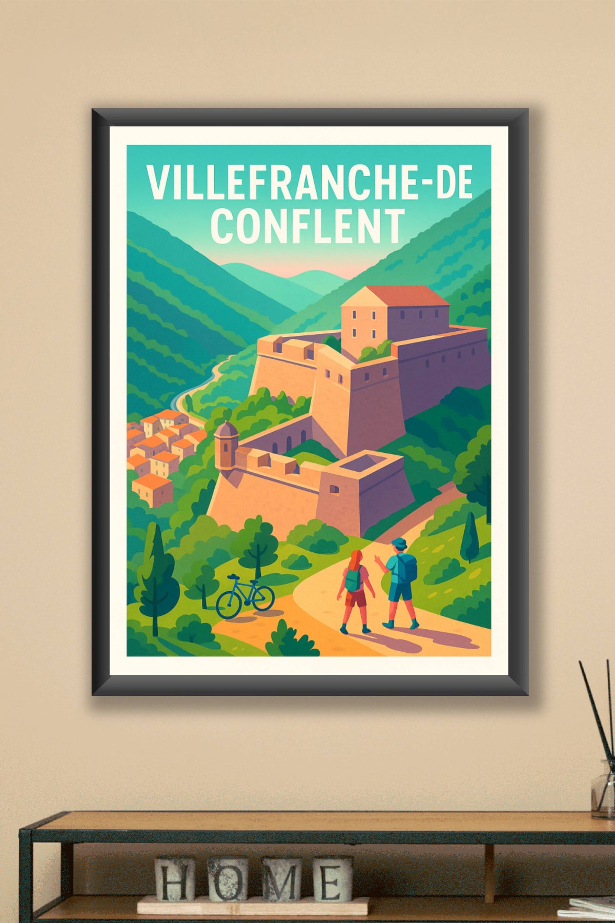 Affiche Villefranche-de-Conflent — Escapade au cœur des montagnes pyrénéennes · poster d'art de Villefranche-de-Conflent