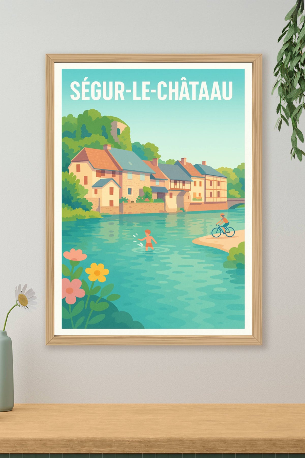 Affiche Ségur-le-Château — Charme bucolique au fil de l'eau · poster d'art de Ségur-le-Château