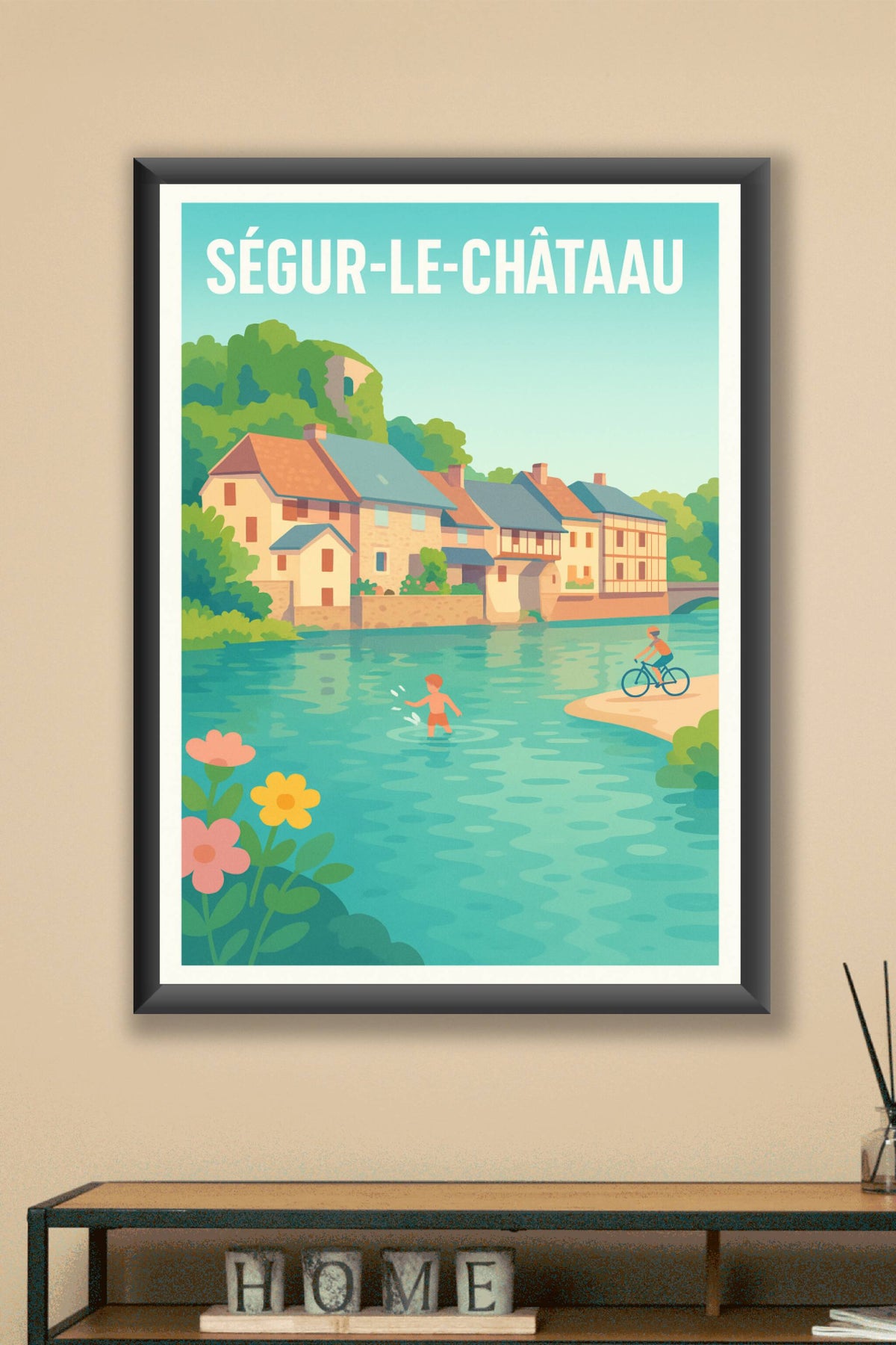 Affiche Ségur-le-Château — Charme bucolique au fil de l'eau · poster d'art de Ségur-le-Château