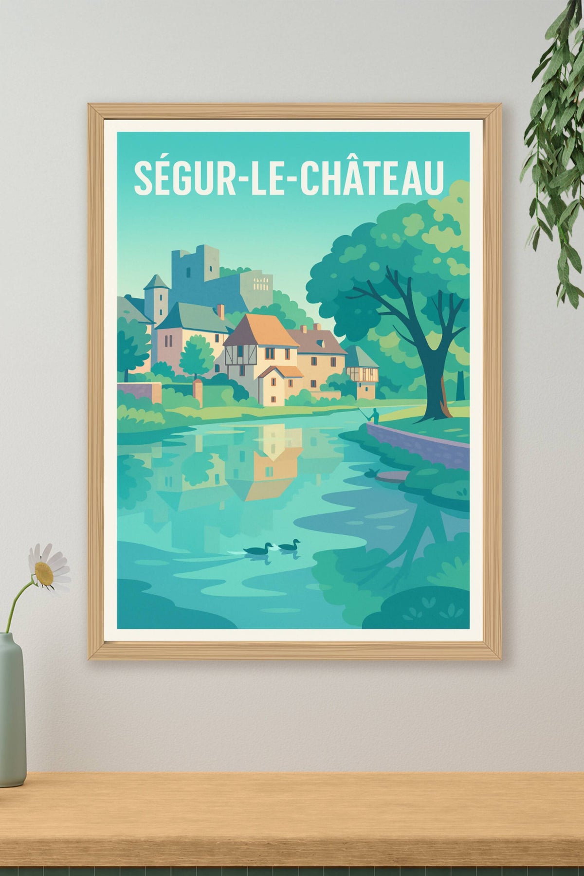 Affiche Ségur-le-Château — Charme et quiétude au bord de l'eau · poster d'art de Ségur-le-Château
