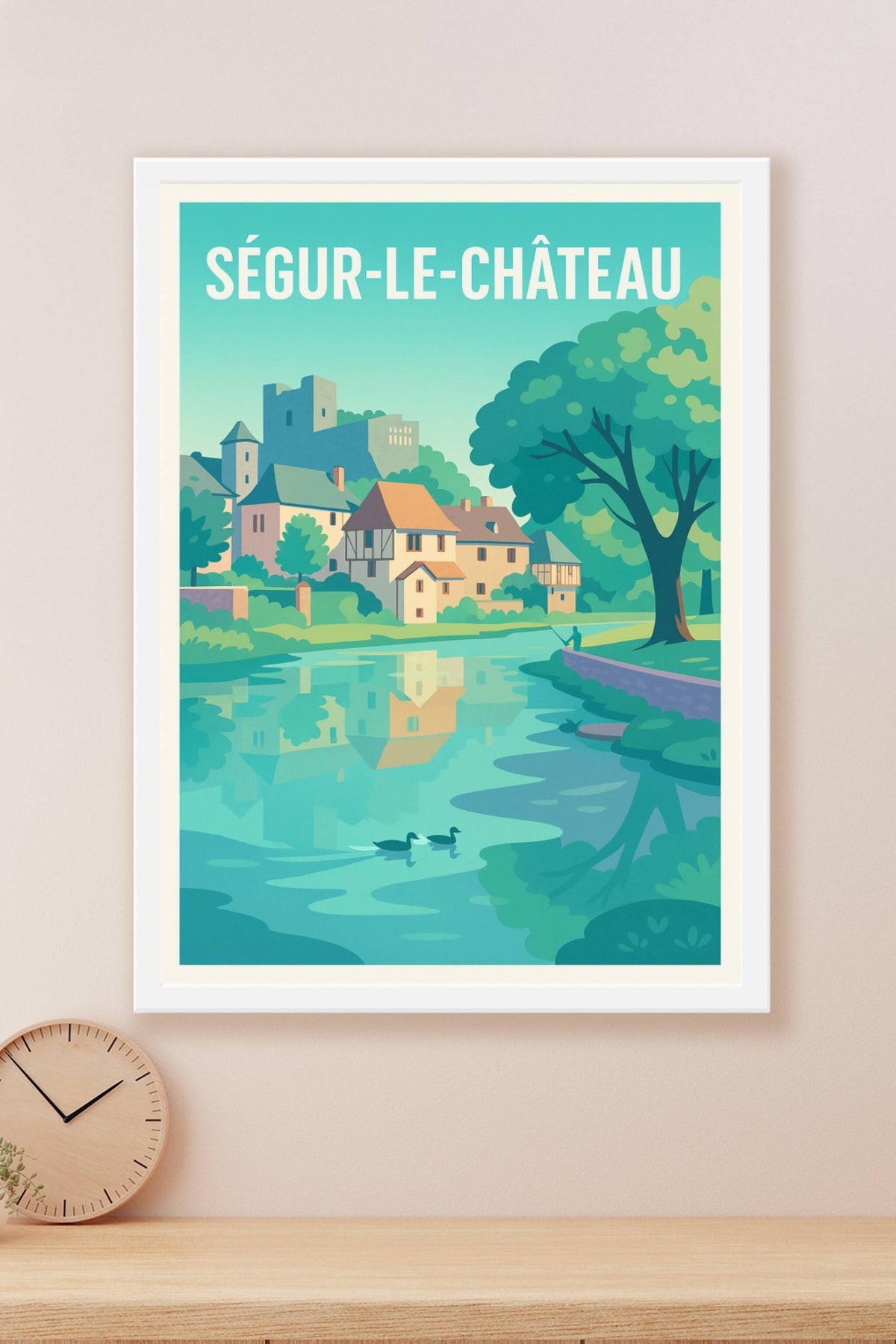 Affiche Ségur-le-Château — Charme et quiétude au bord de l'eau · poster d'art de Ségur-le-Château