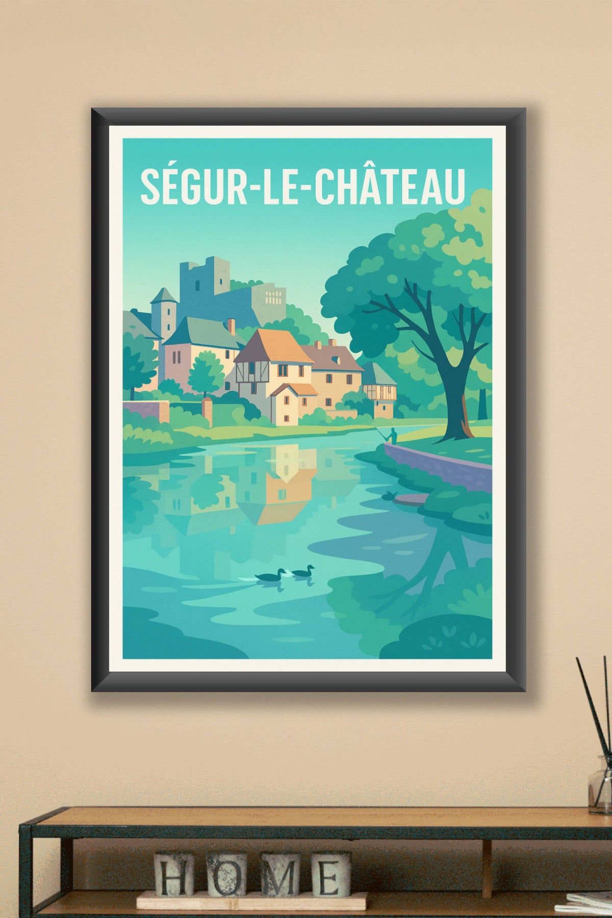 Affiche Ségur-le-Château — Charme et quiétude au bord de l'eau · poster d'art de Ségur-le-Château