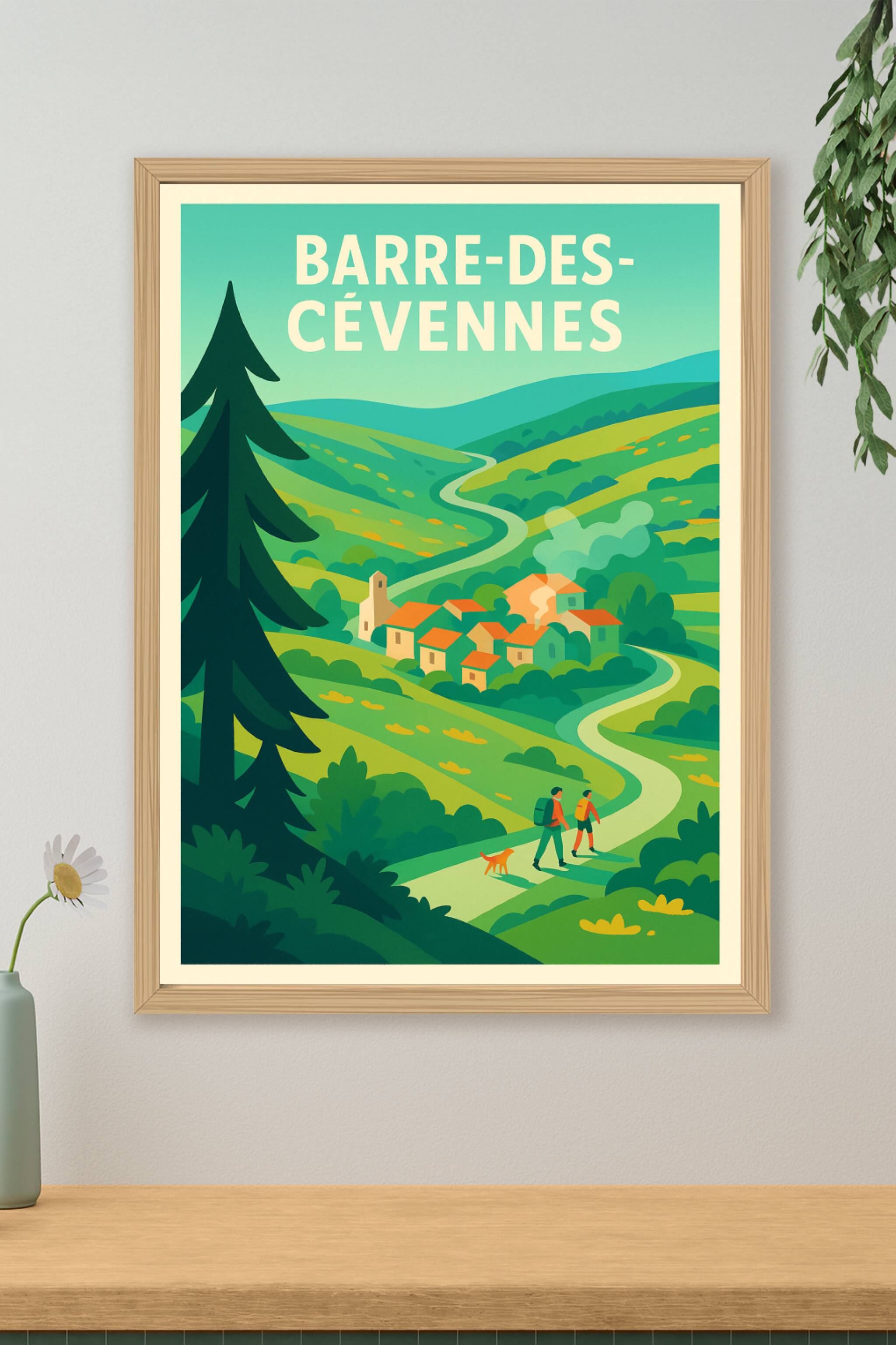 Affiche de Barre-des-Cévennes - Invitation à la randonnée au cœur des montagnes